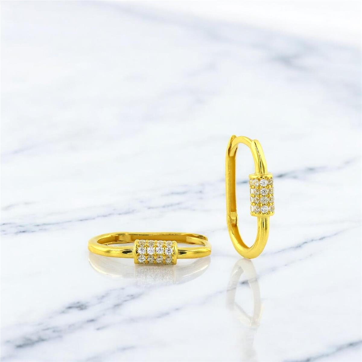 14 Ayar Altın Tasarım Küpe  -  0193647