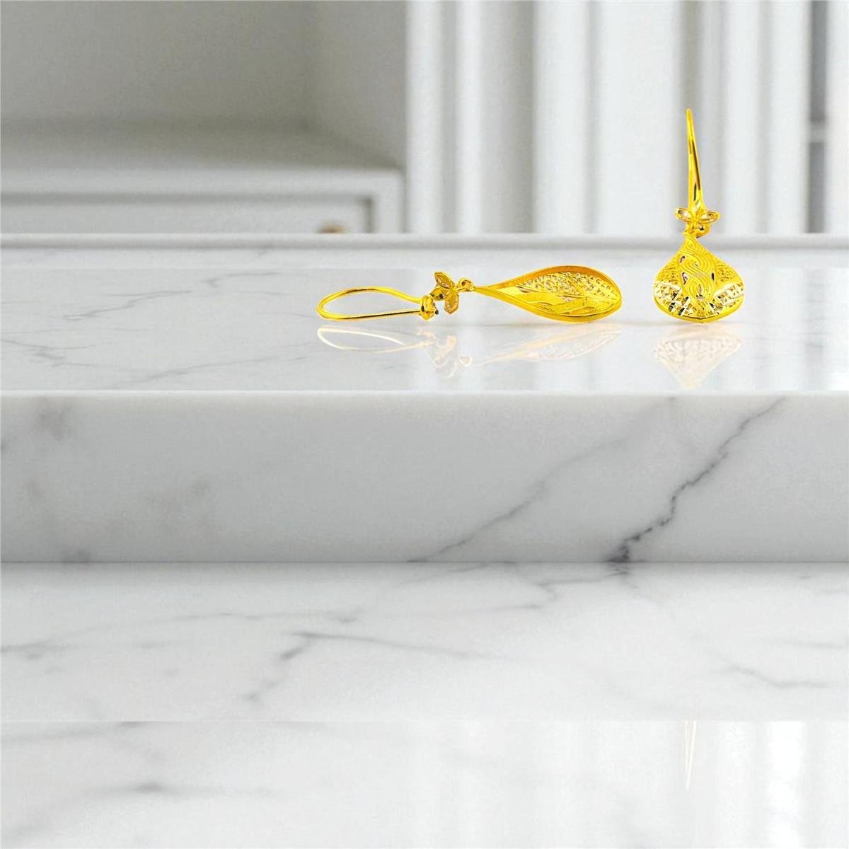 14 Ayar Altın Tasarım Küpe  -  0194449