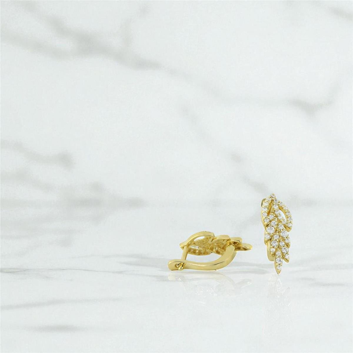 14 Ayar Altın Tasarım Küpe  -  0196357