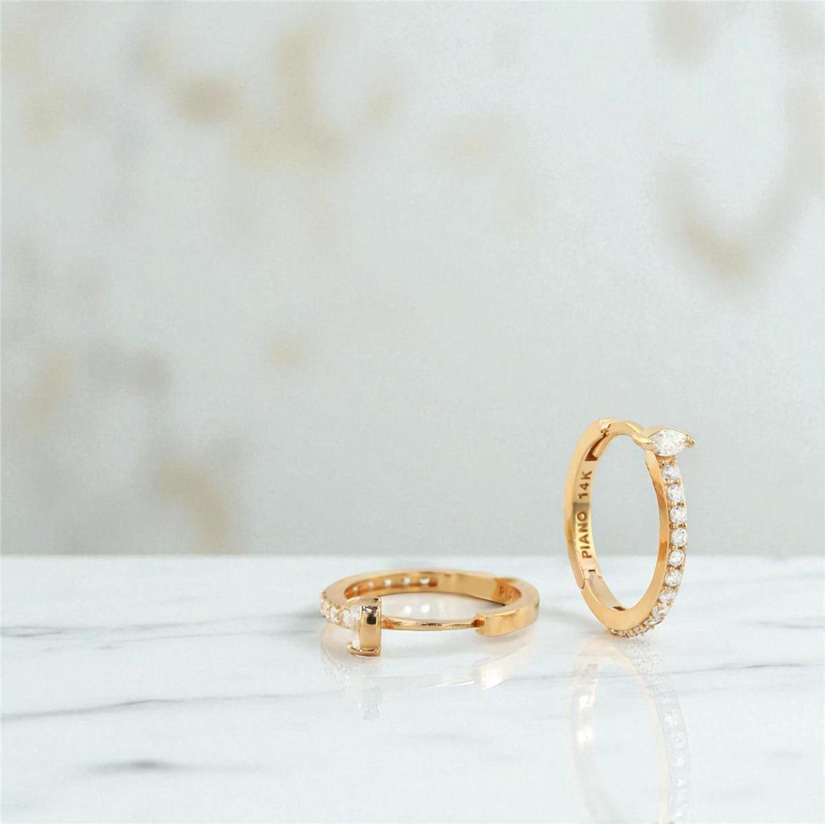 14 Ayar Altın Tasarım Küpe  -  0196918