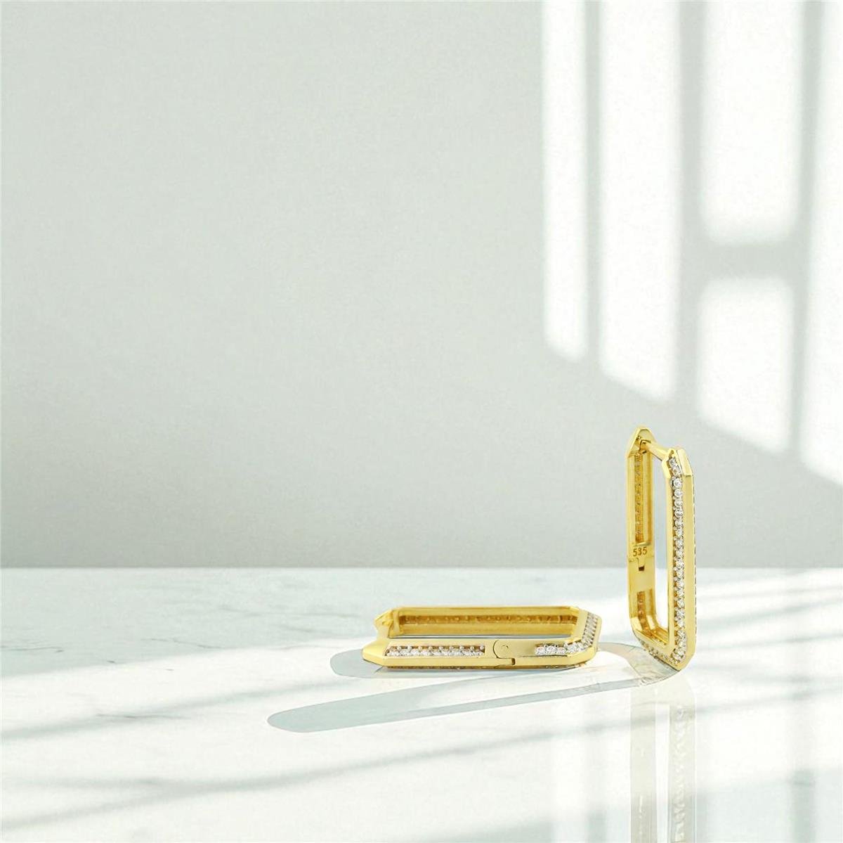 14 Ayar Altın Tasarım Küpe  -  0197093