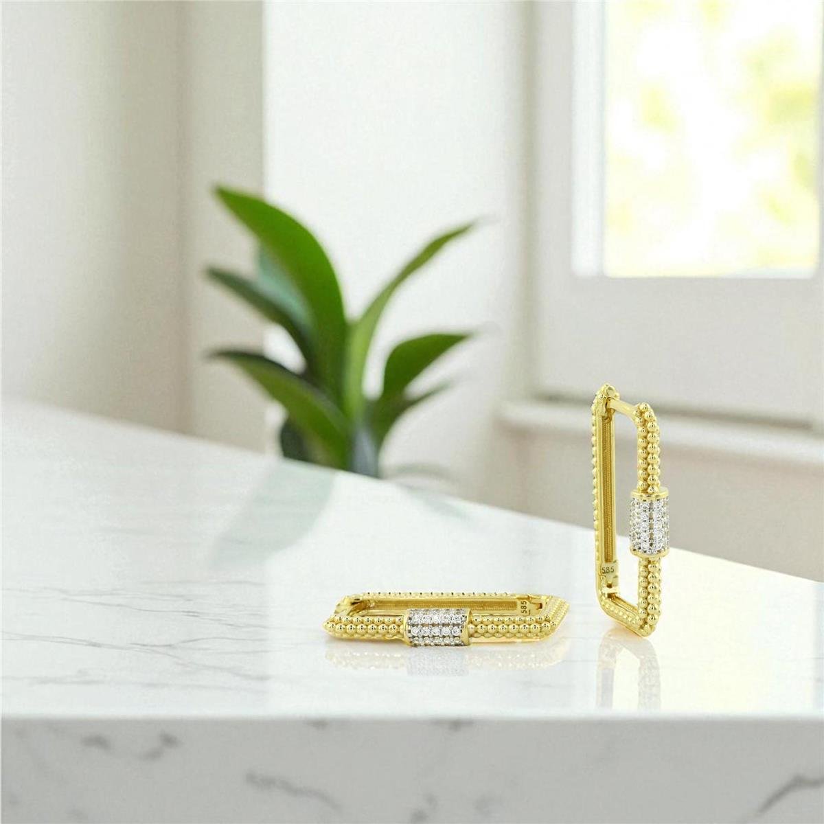 14 Ayar Altın Tasarım Küpe  -  0197099