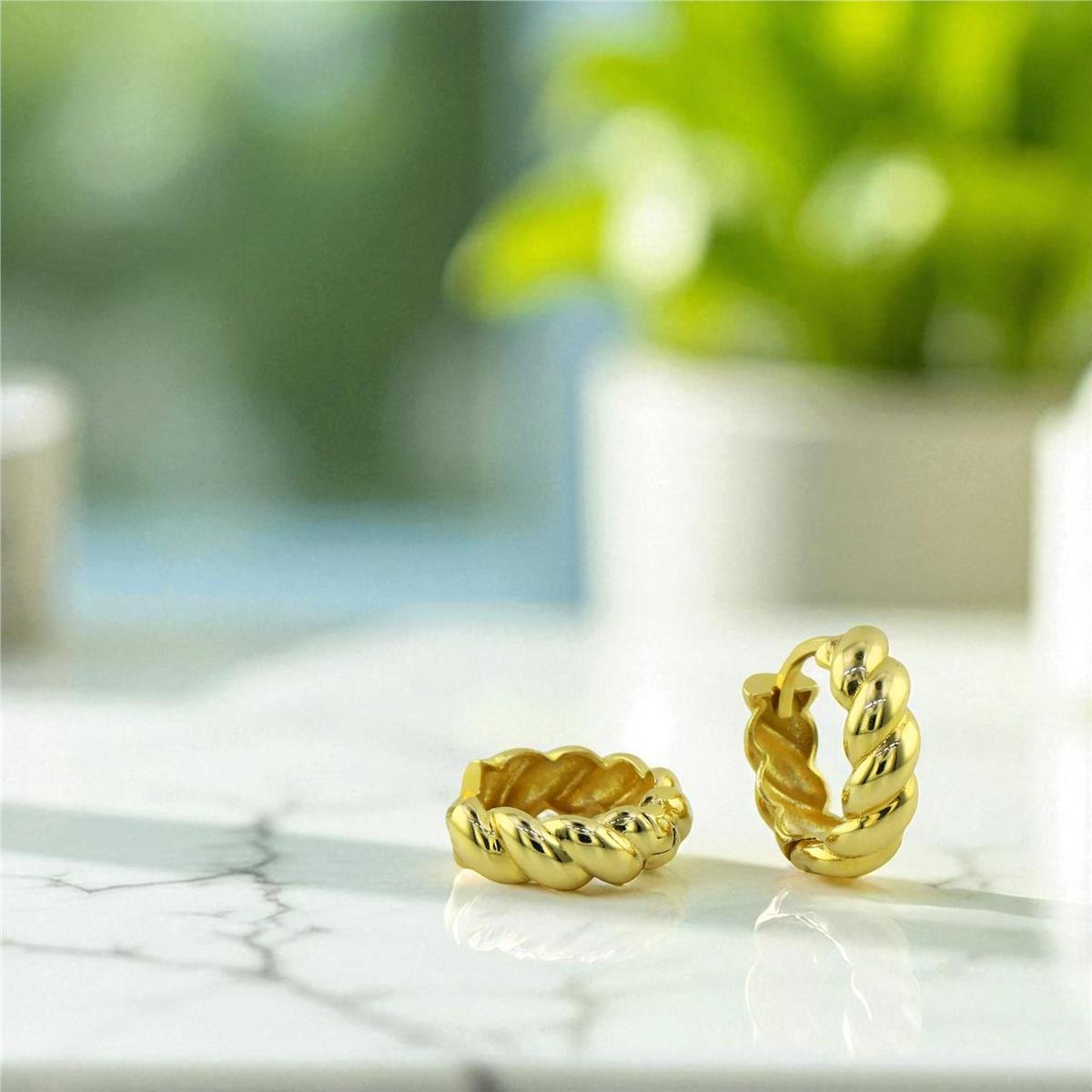 14 Ayar Altın Tasarım Küpe  -  0197935