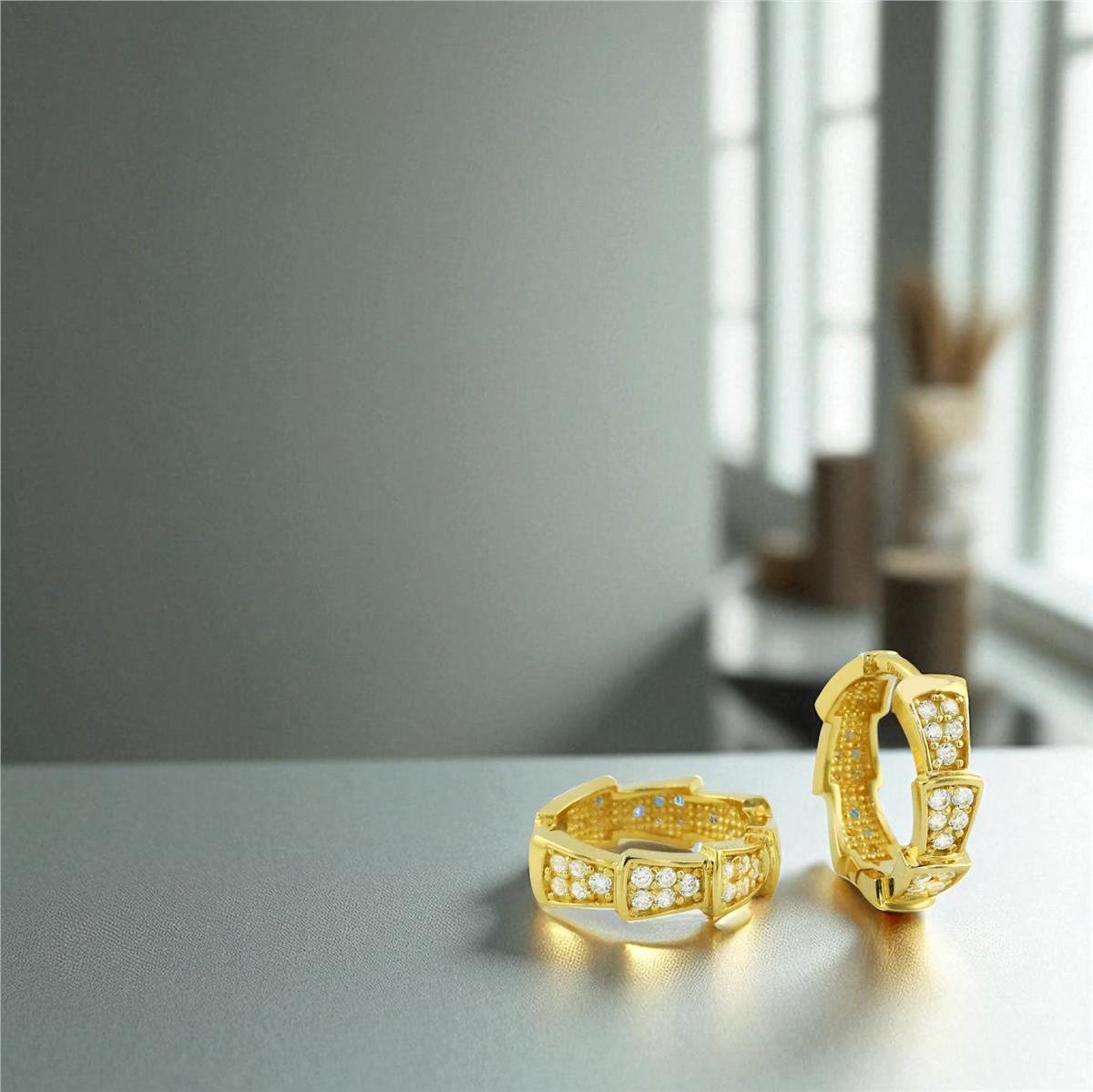 14 Ayar Altın Tasarım Küpe  -  0197953