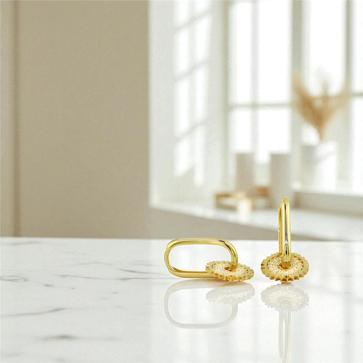 14 Ayar Altın Tasarım Küpe  -  0197955