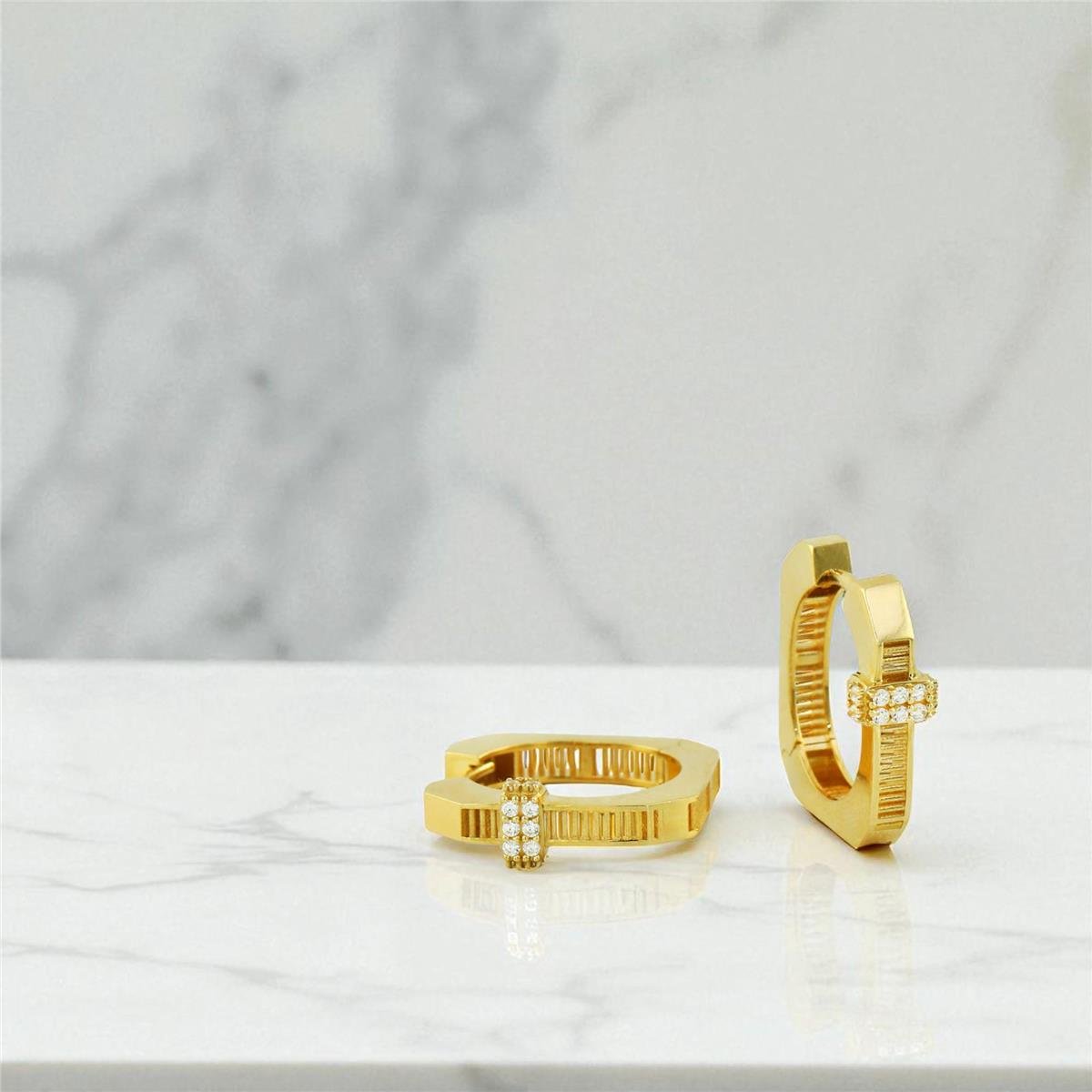 14 Ayar Altın Tasarım Küpe  -  0197960