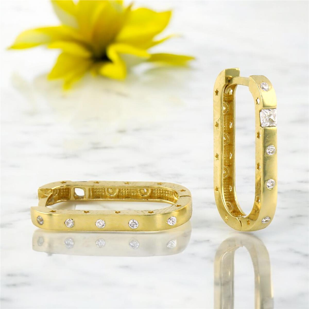 14 Ayar Altın Tasarım Küpe  -  0201087