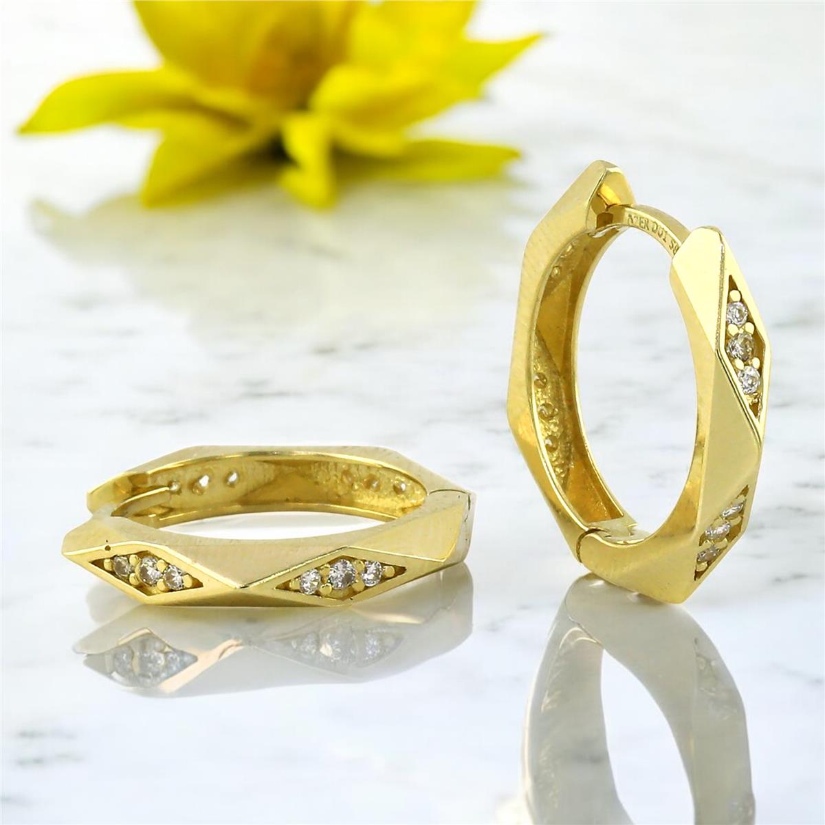 14 Ayar Altın Tasarım Küpe  -  0201102