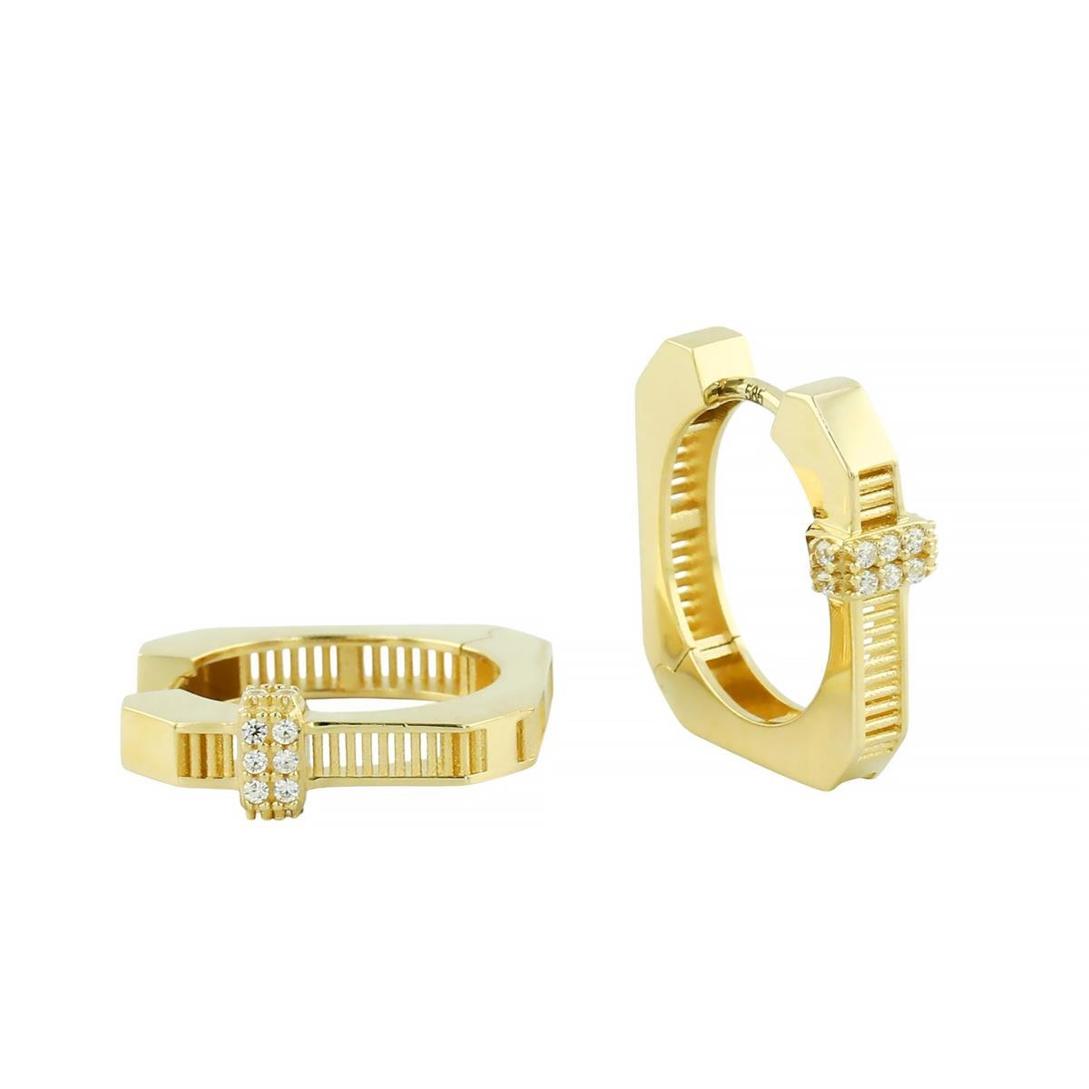 14 Ayar Altın Tasarım Küpe  -  0205248