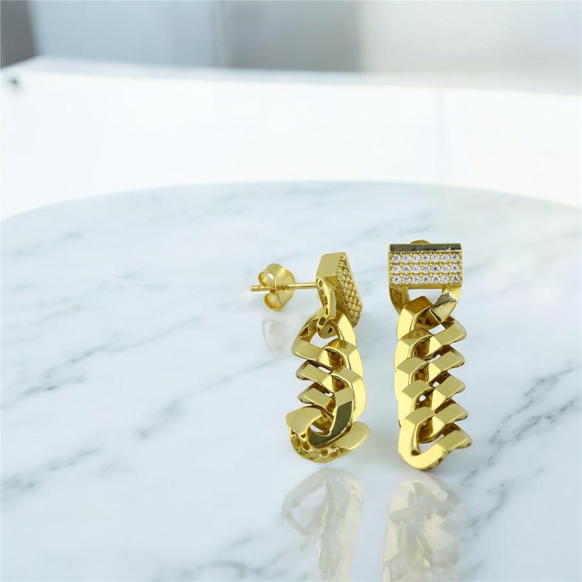 14 Ayar Altın Tasarım Küpe  -  F004665