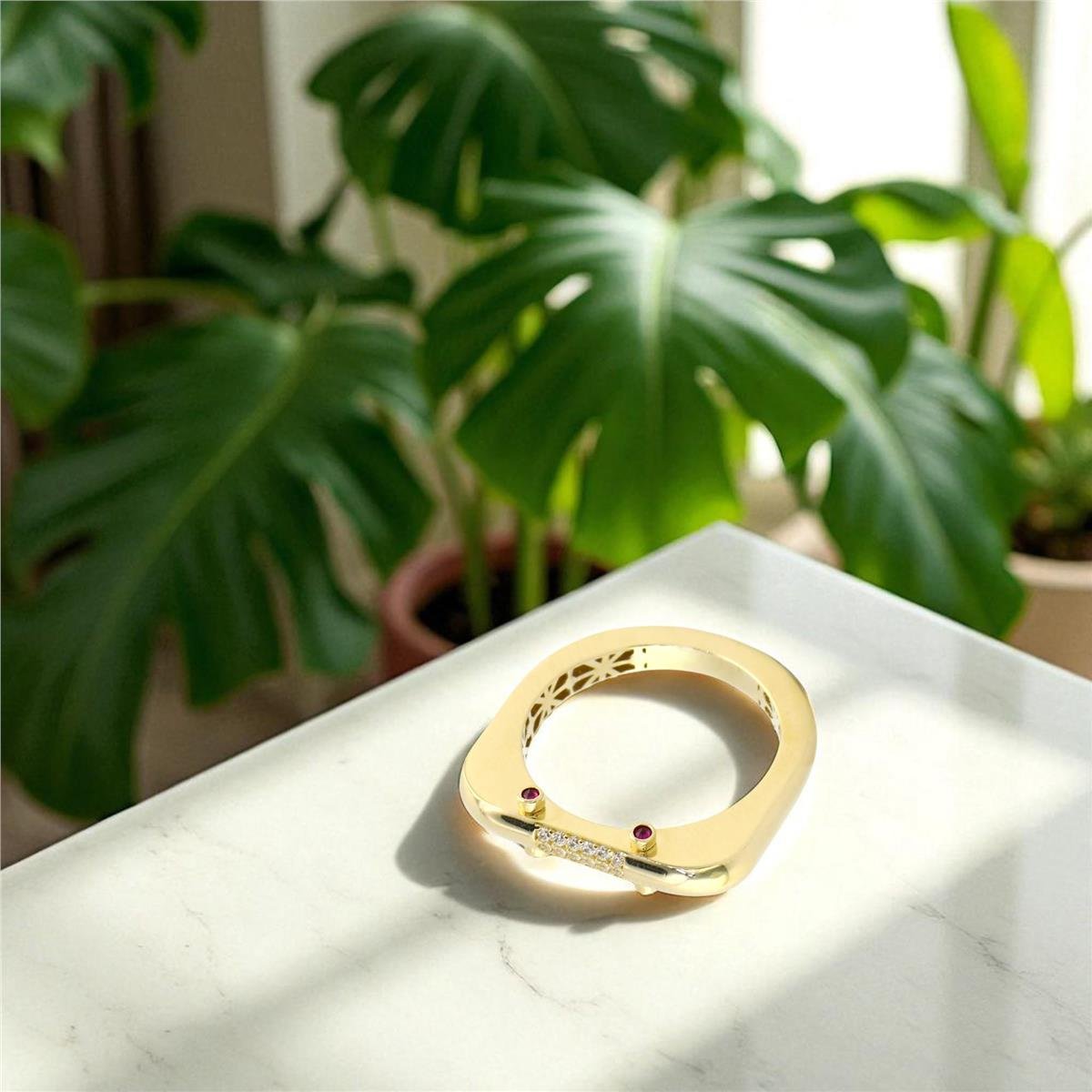 14 Ayar Altın Tasarım Yüzük  -  0195052