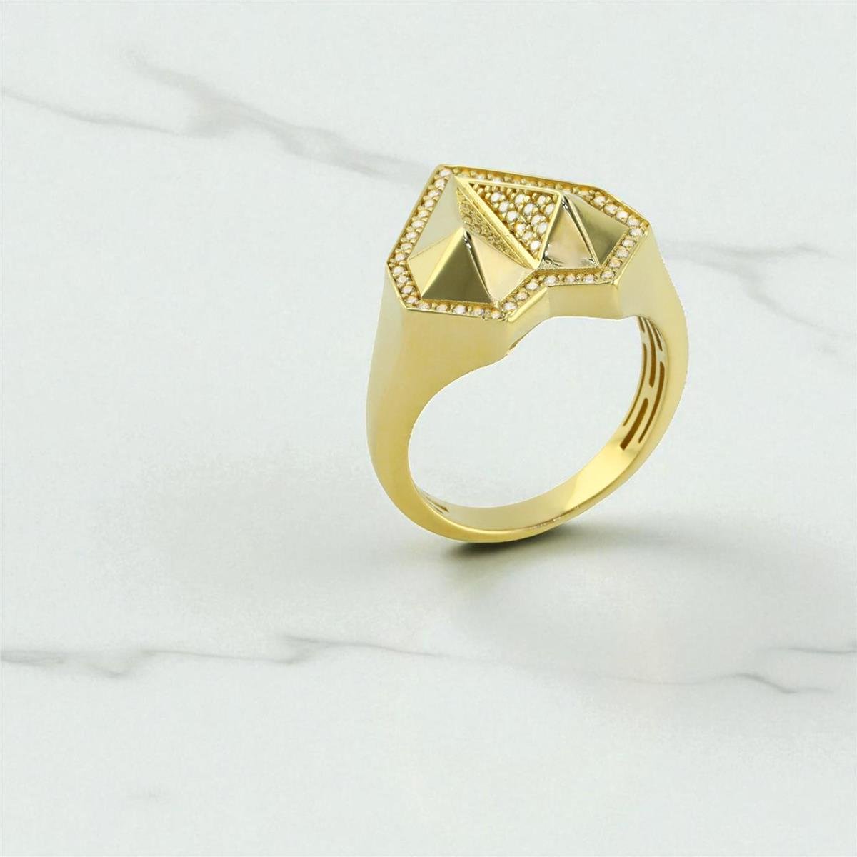 14 Ayar Altın Tasarım Yüzük  -  F004606