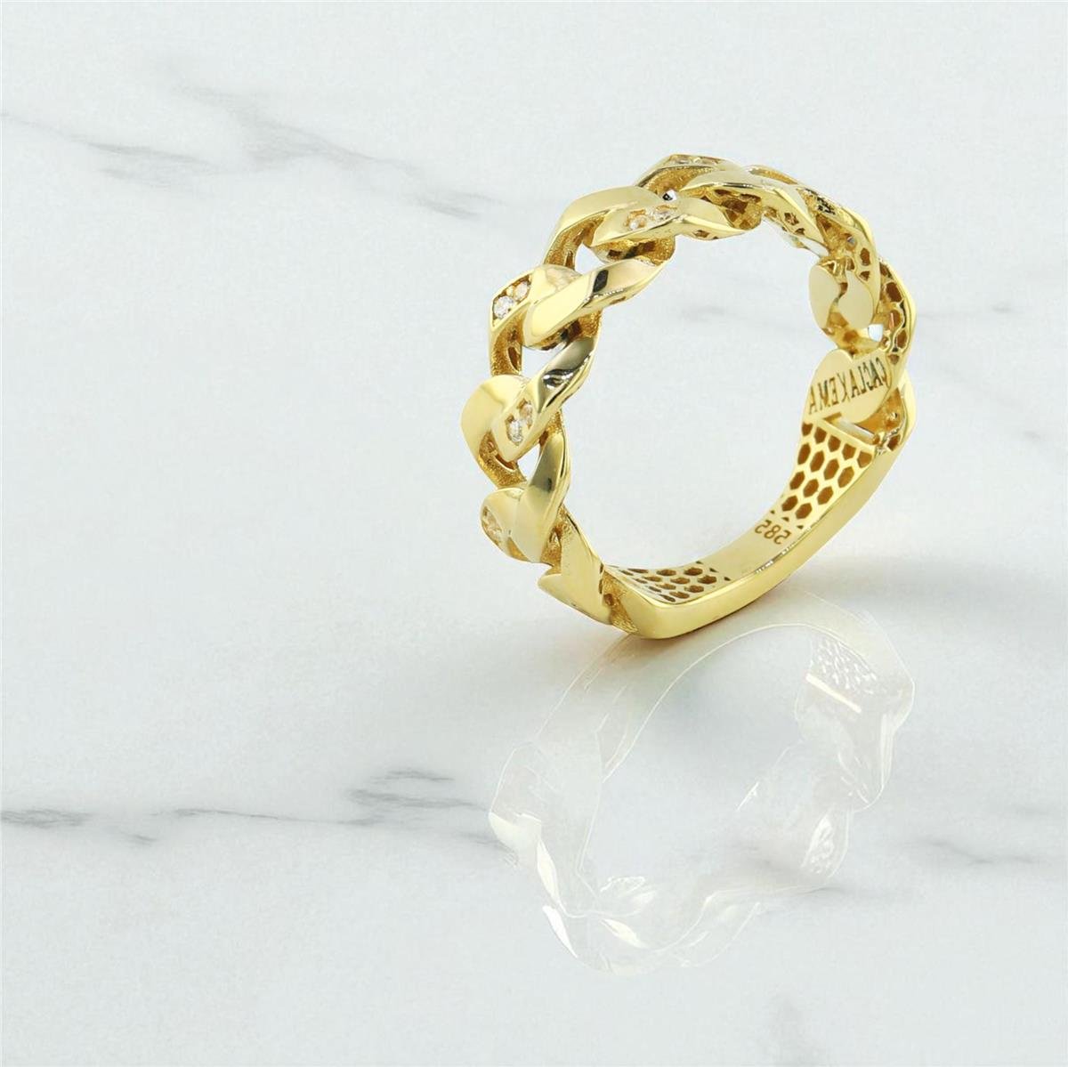 14 Ayar Altın Tasarım Yüzük  -  F004613