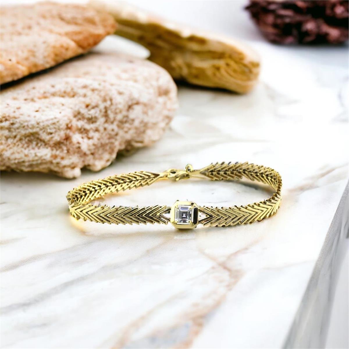 14 Ayar Altın Tektaş Bileklik  -  0175735