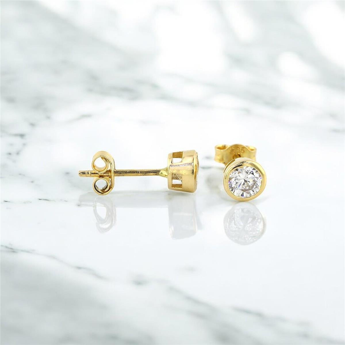 14 Ayar Altın Tektaş Küpe  -  0192471