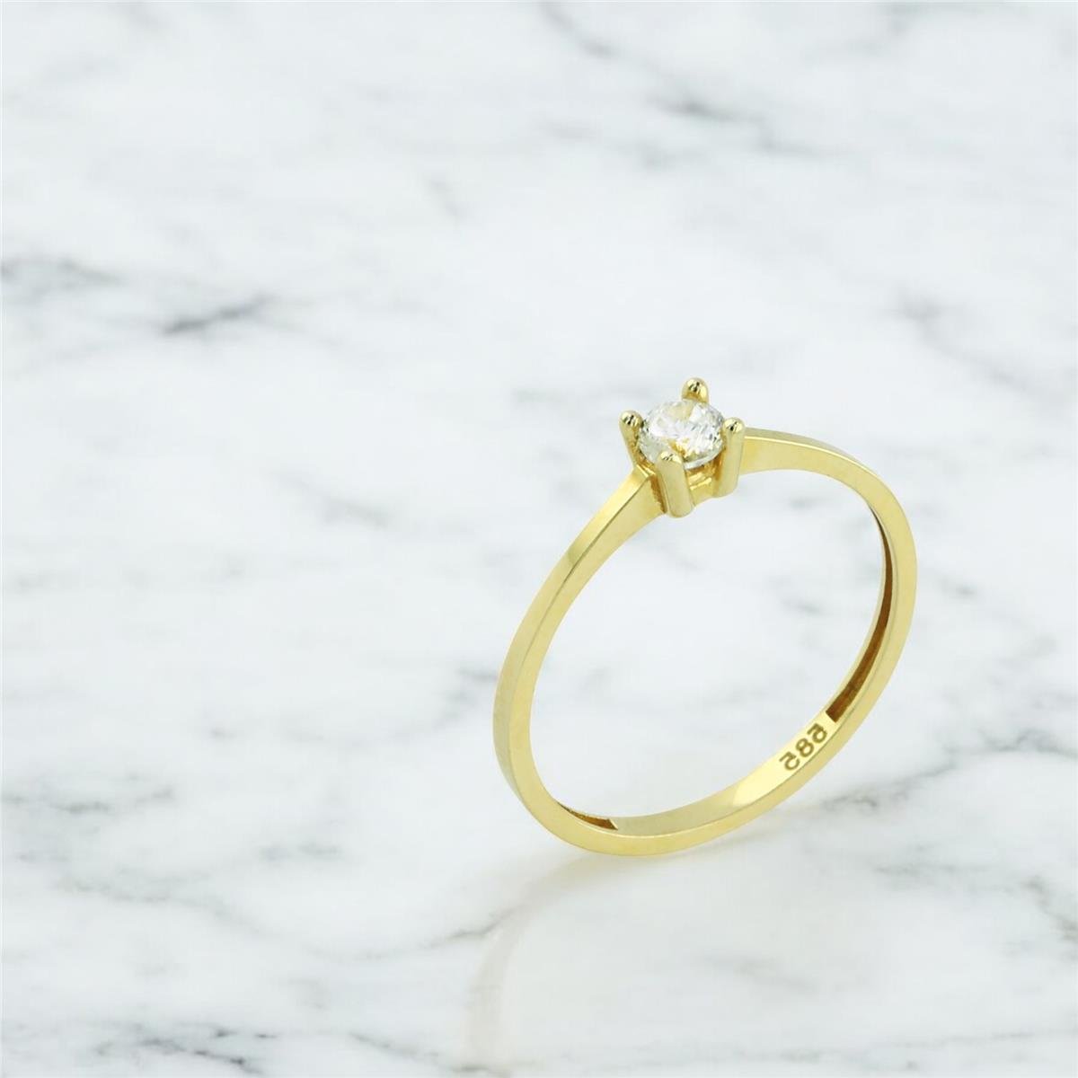 14 Ayar Altın Tektaş Yüzük  -  0198853