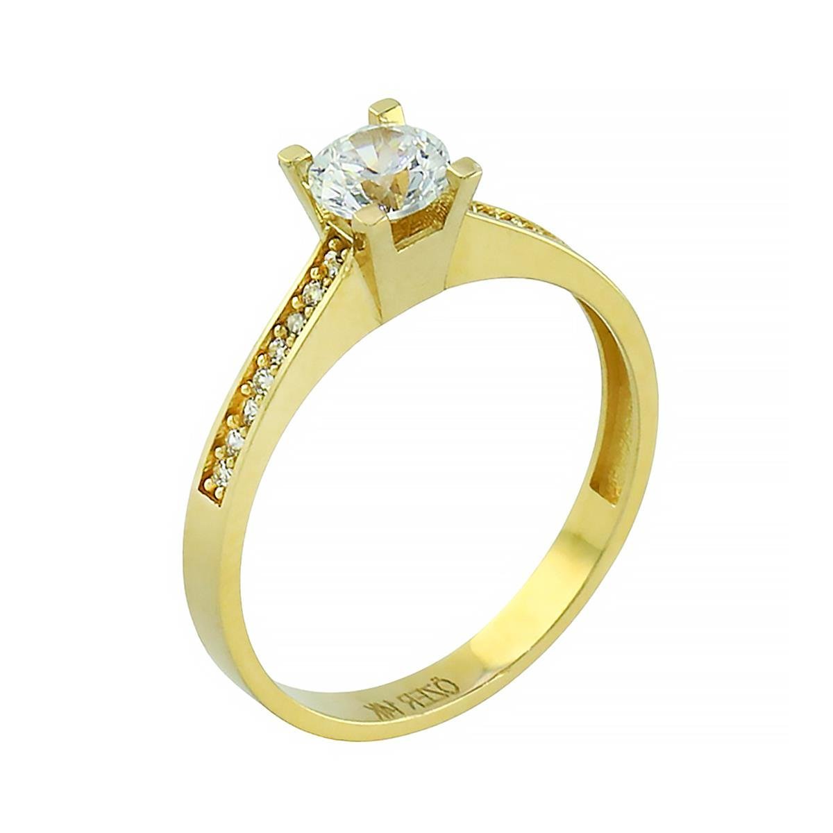 14 Ayar Altın Tektaş Yüzük  -  0202345