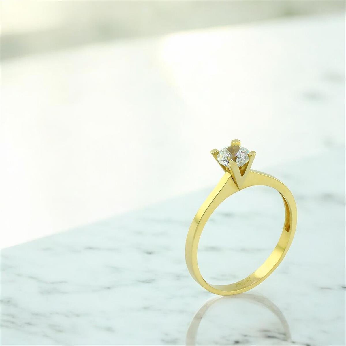 14 Ayar Altın Tektaş Yüzük  -  0202347