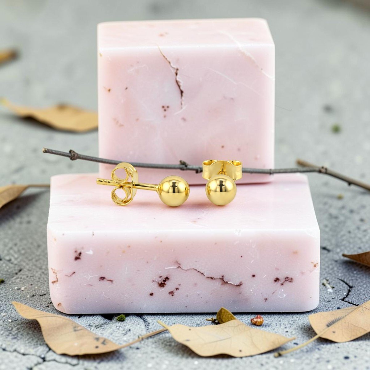 14 Ayar Altın Top Küpe  -  0213581
