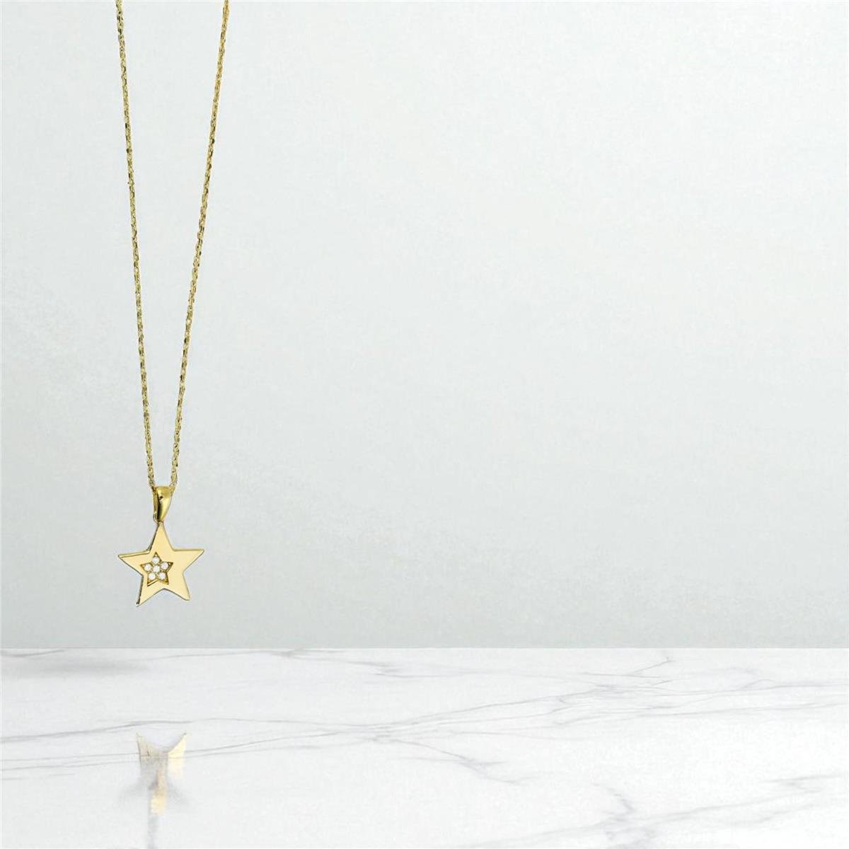 14 Ayar Altın Yıldızlı Kolye  -  0197867