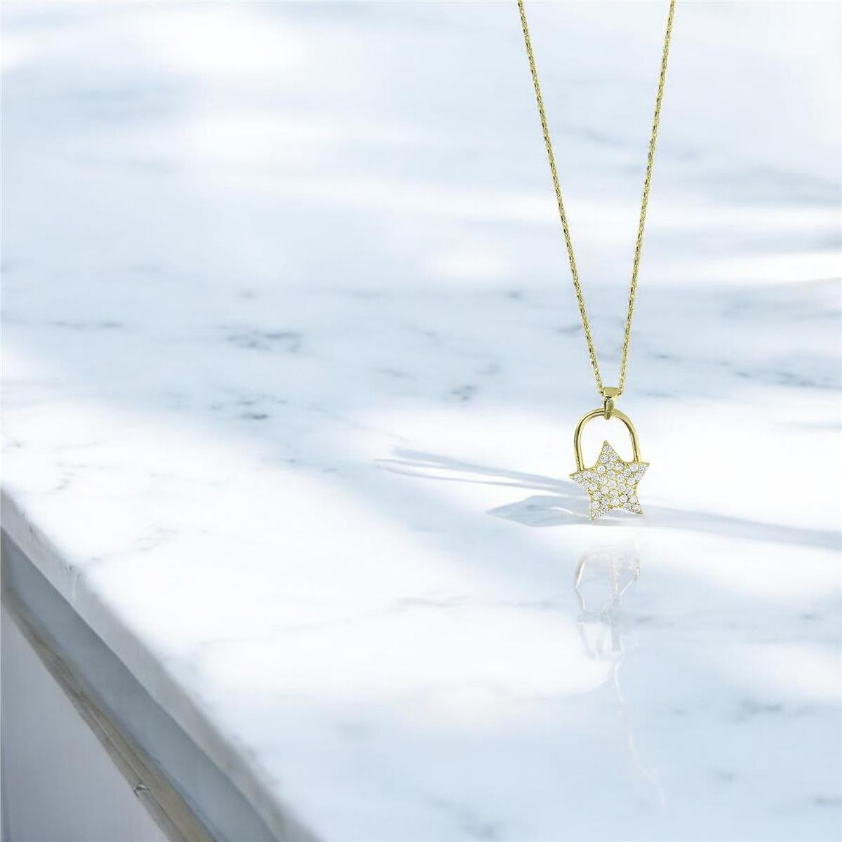 14 Ayar Altın Yıldızlı Kolye  -  0201253