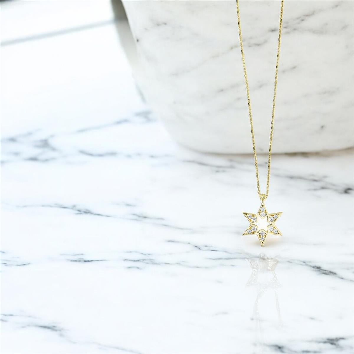 14 Ayar Altın Yıldızlı Kolye  -  0201255