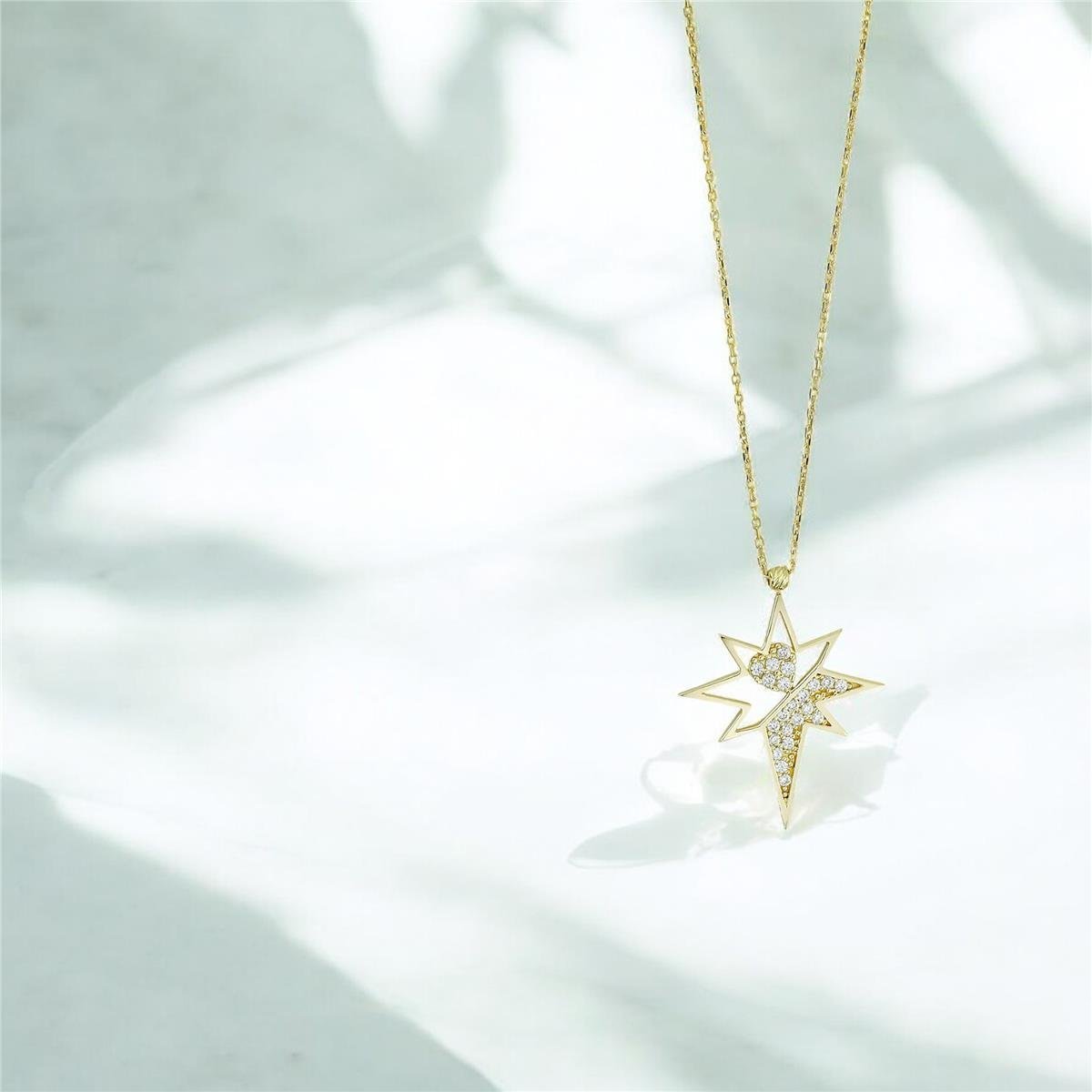 14 Ayar Altın Yıldızlı Kolye  -  0201259