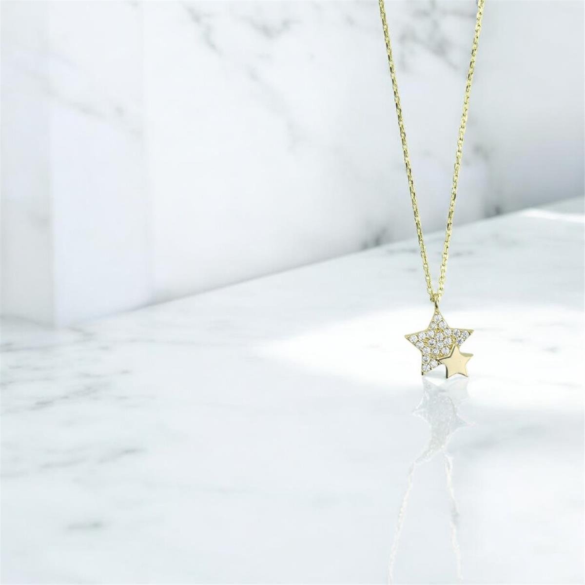 14 Ayar Altın Yıldızlı Kolye  -  0202247