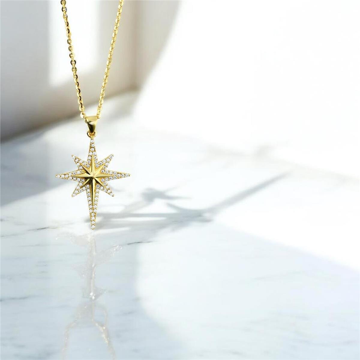 14 Ayar Altın Yıldızlı Kolye  -  0202925