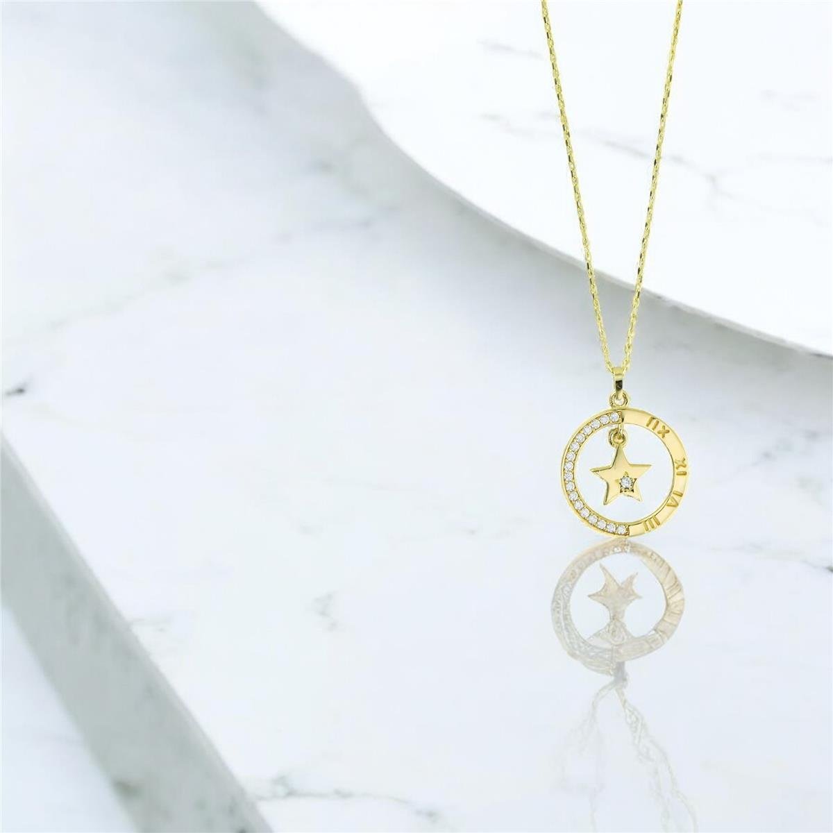 14 Ayar Altın Yıldızlı Kolye  -  0205080