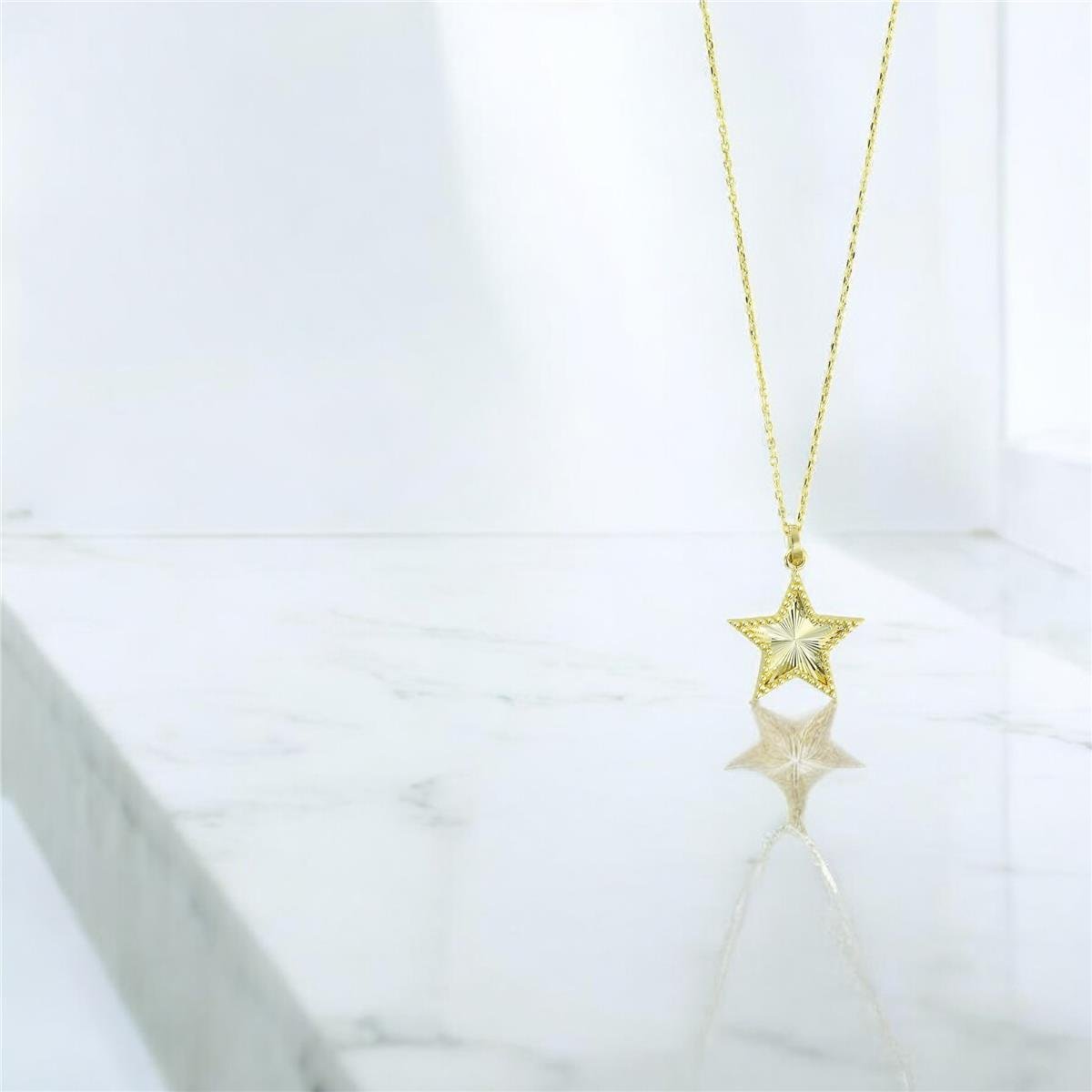 14 Ayar Altın Yıldızlı Kolye  -  0205139