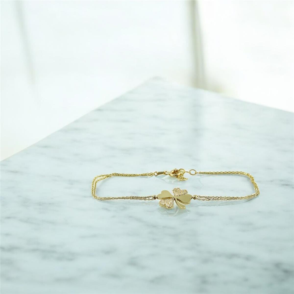 14 Ayar Altın Yonca Bileklik  -  F004777