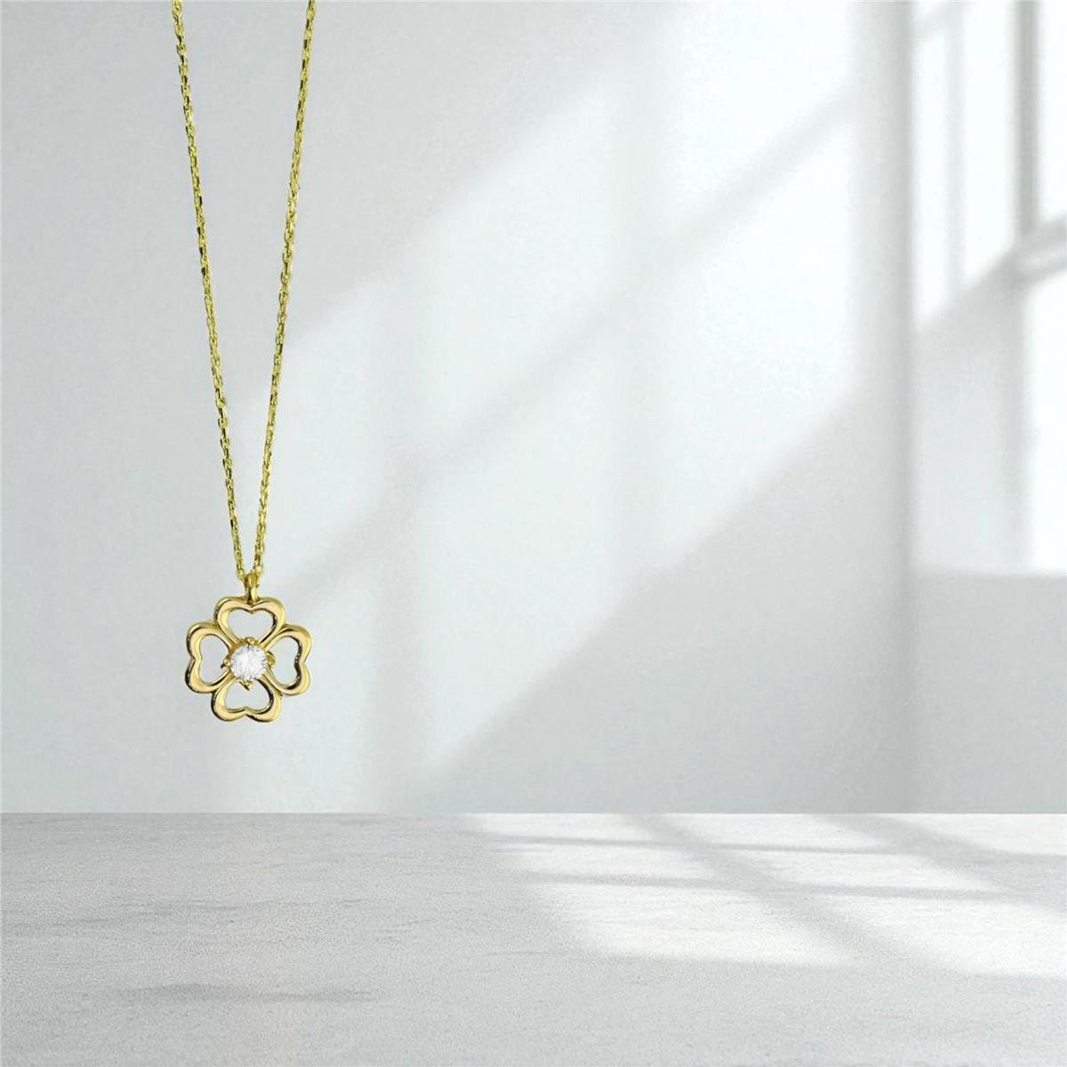 14 Ayar Altın Yonca Kolye  -  0197882