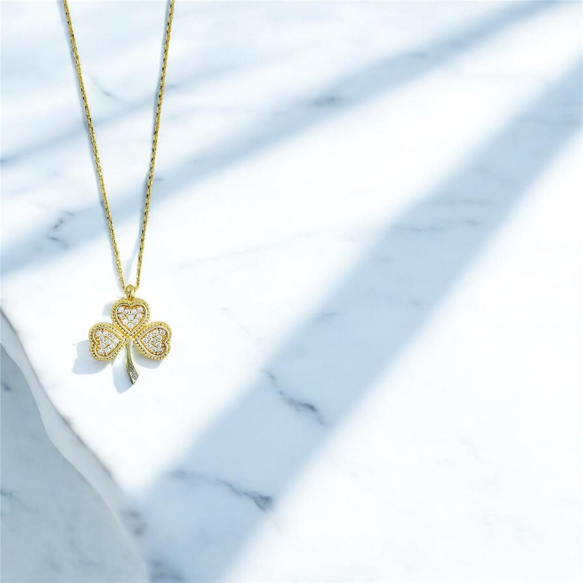 14 Ayar Altın Yonca Kolye  -  0201214