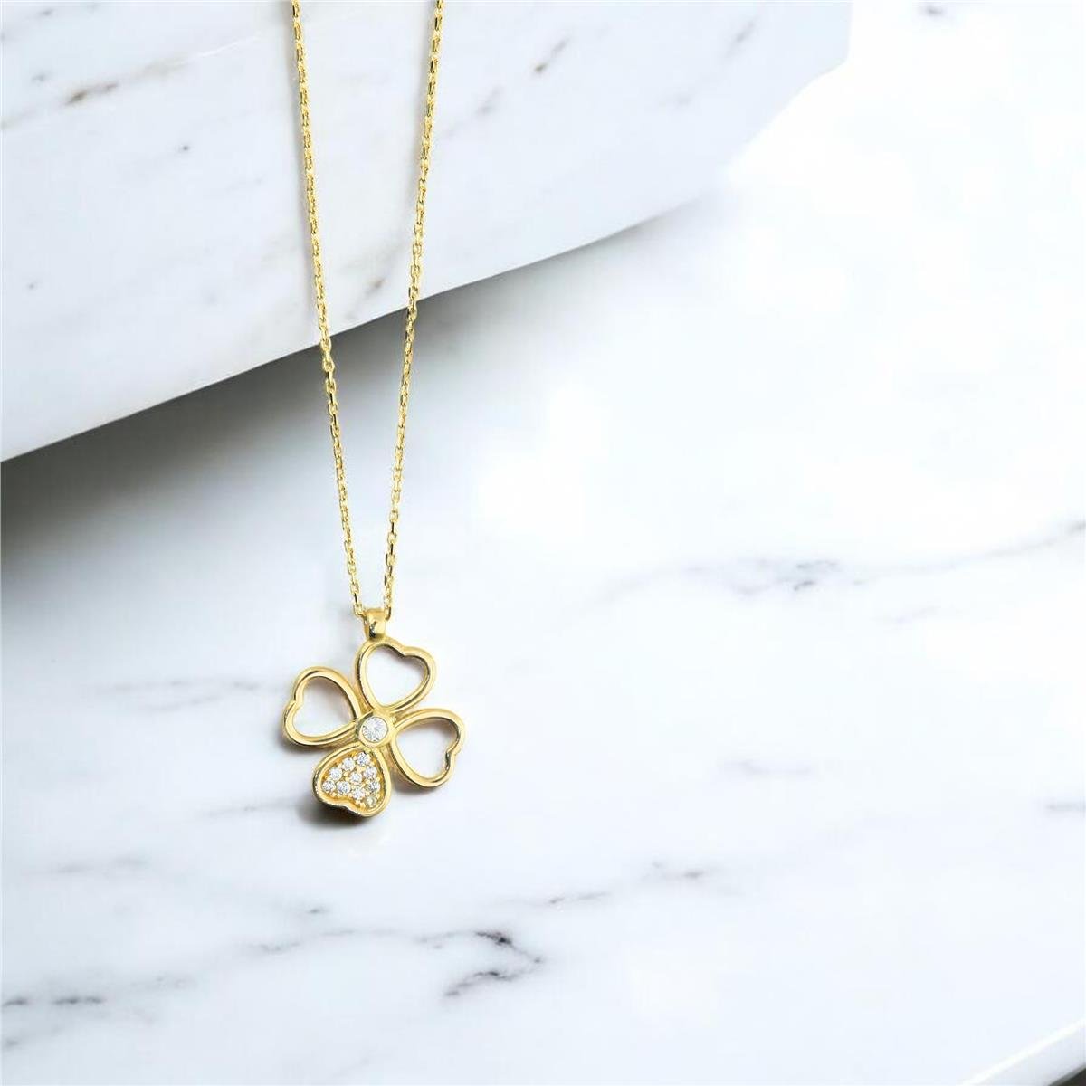 14 Ayar Altın Yonca Kolye  -  0201789