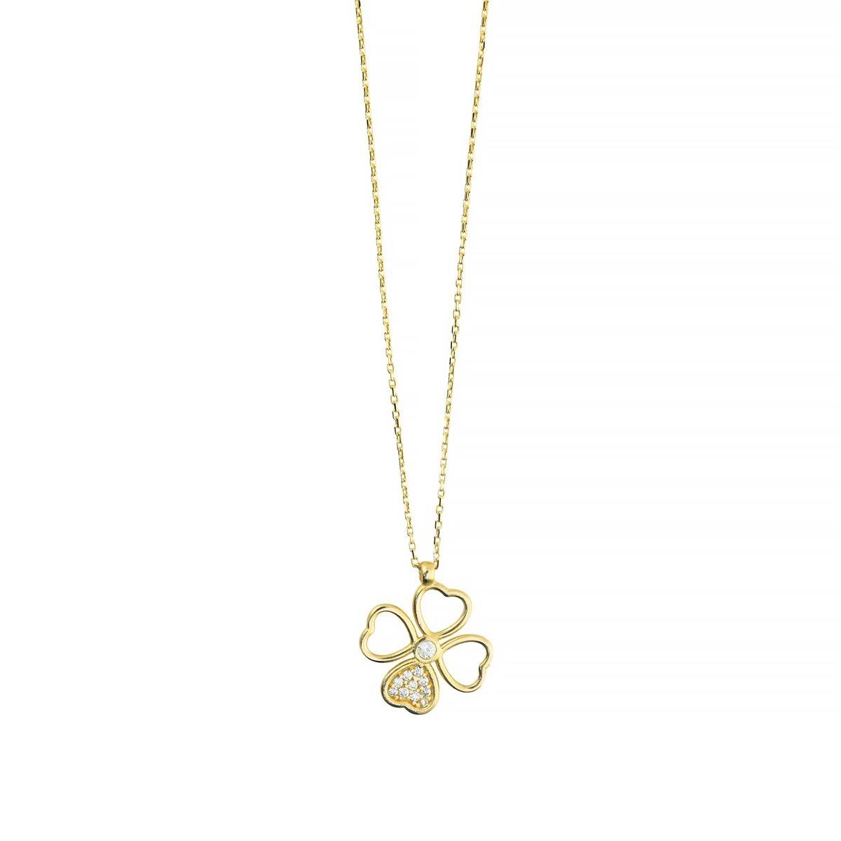 14 Ayar Altın Yonca Kolye  -  0201789