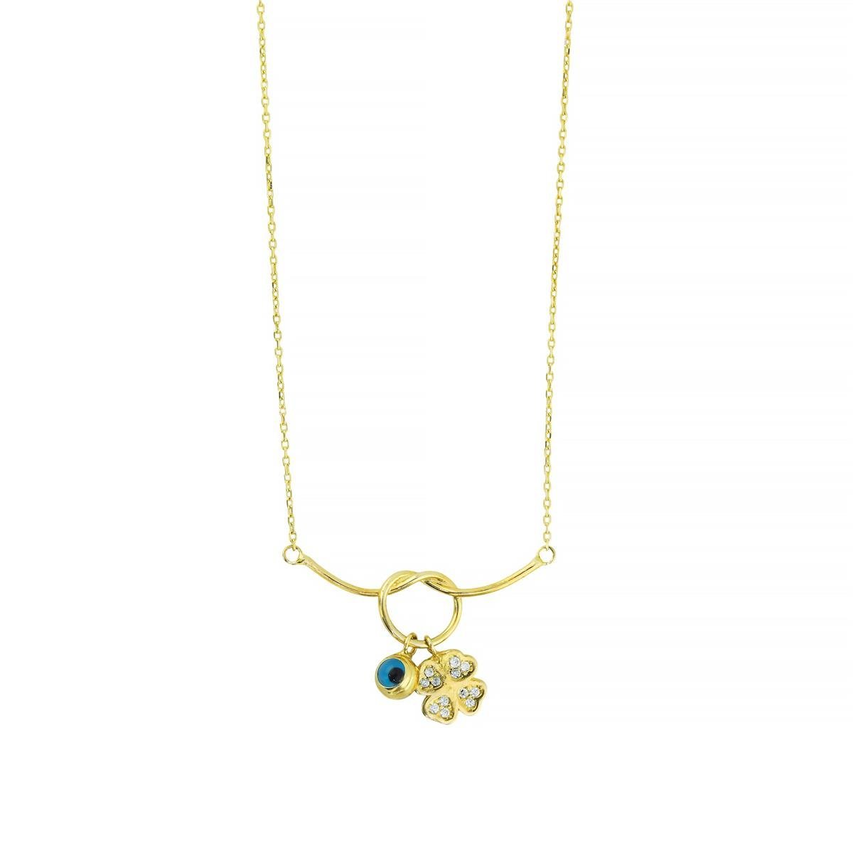 14 Ayar Altın Yonca Kolye  -  0205088