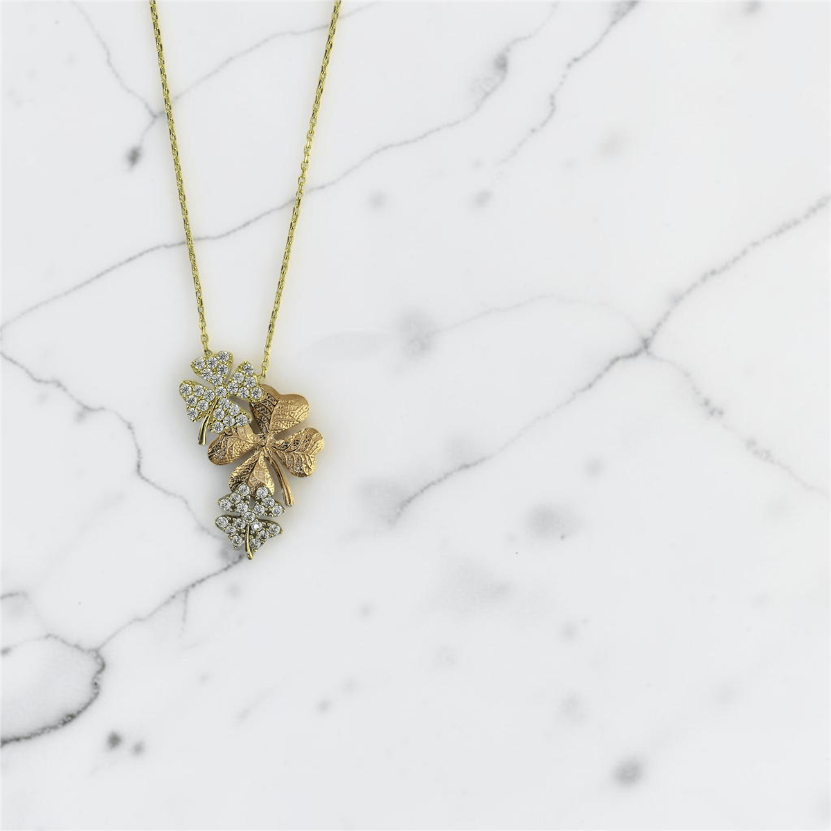 14 Ayar Altın Yonca Kolye  -  0211410