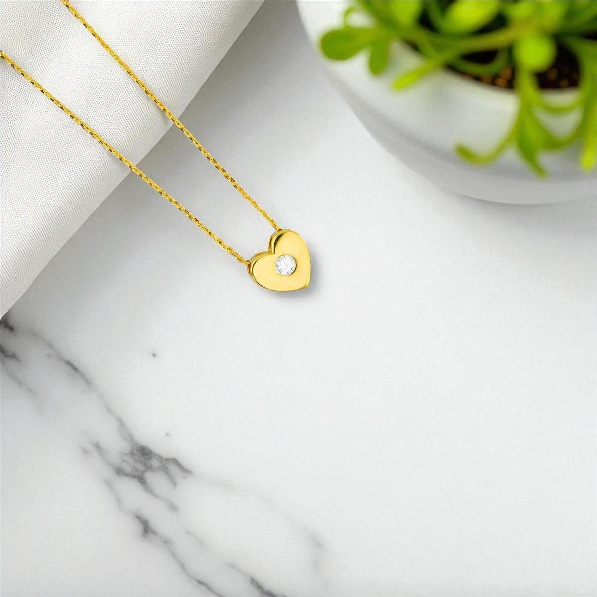 22 Ayar Altın Kalpli Kolye  -  0197694