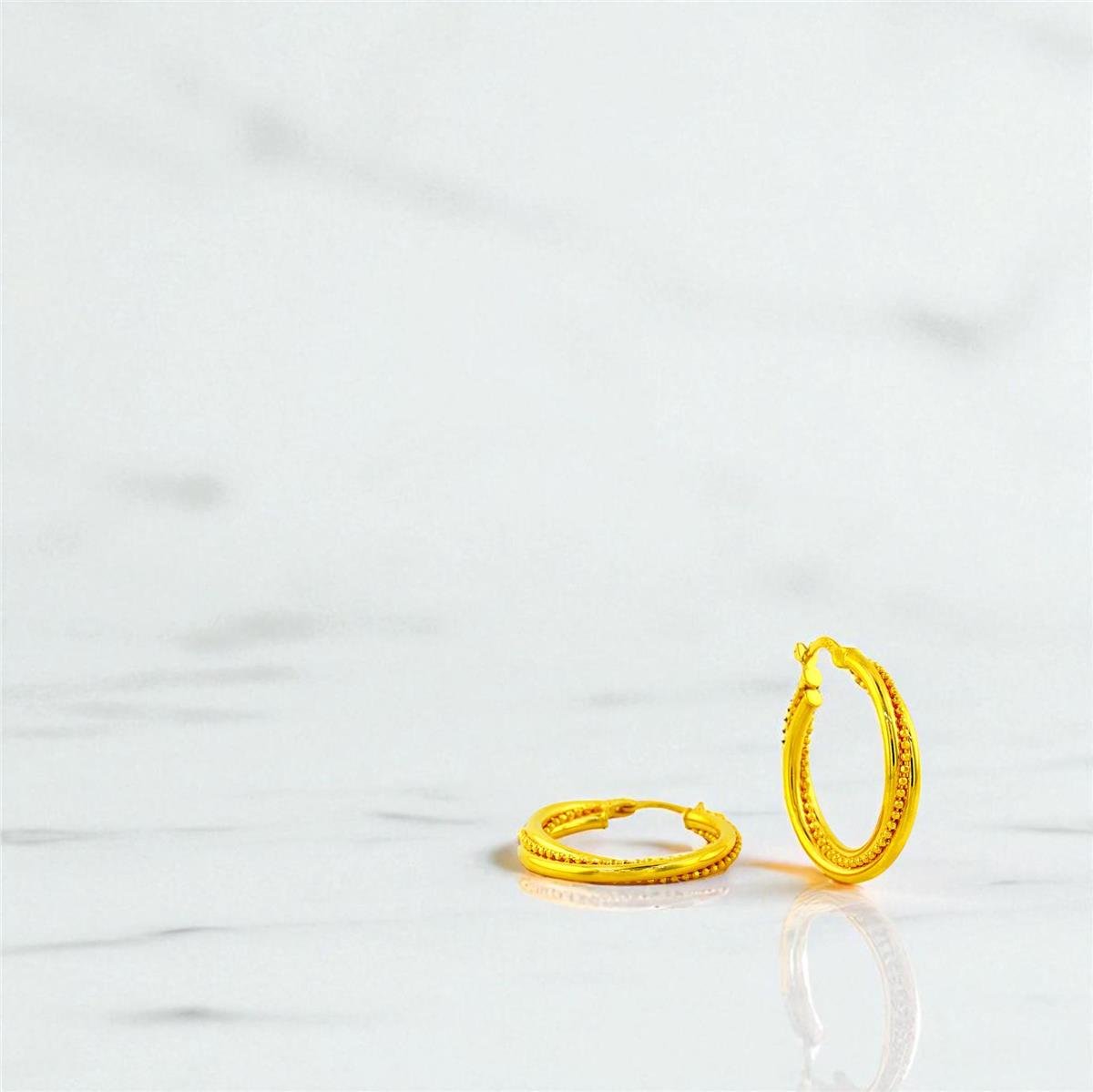 22 Ayar Altın Tasarım Küpe  -  0194543