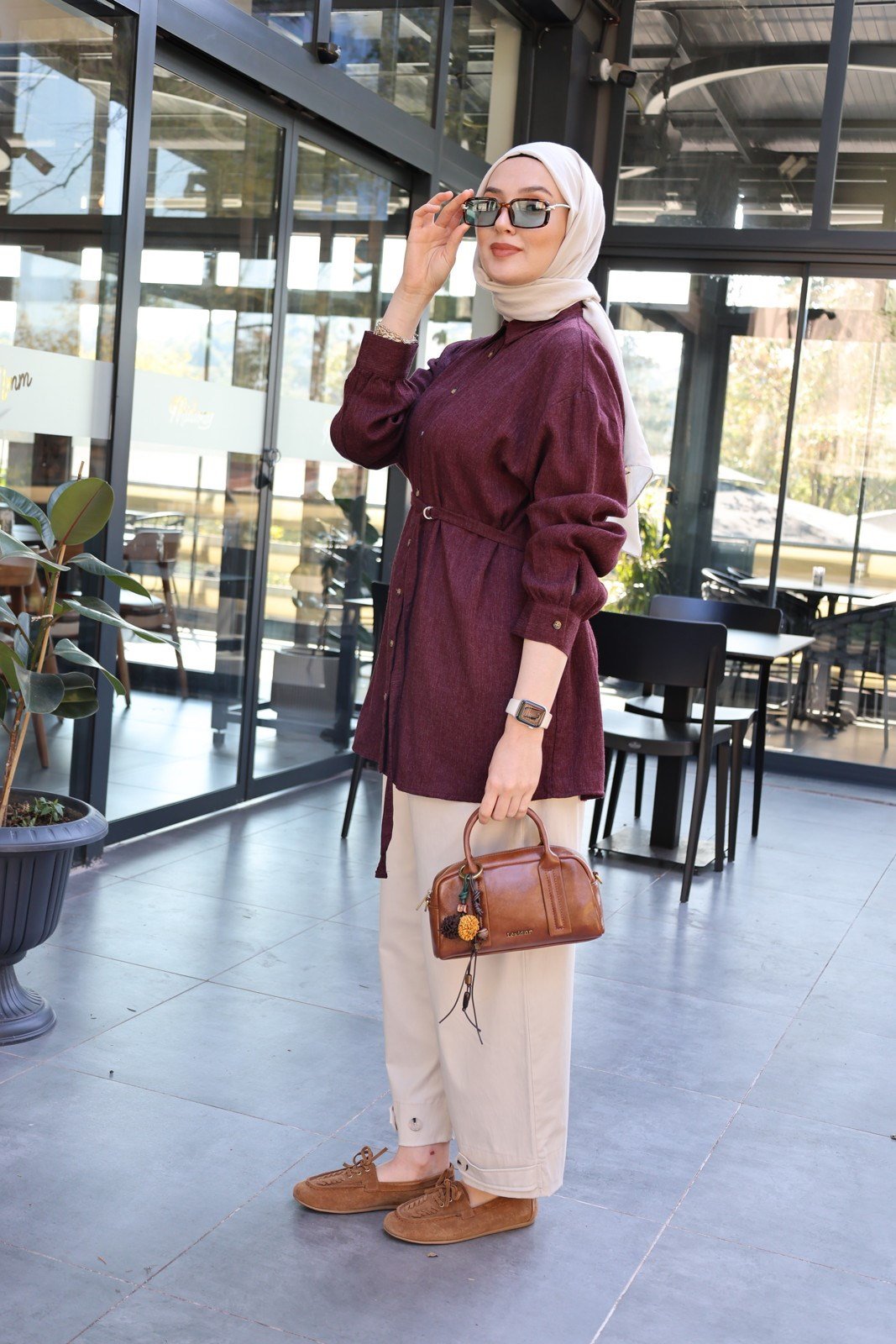 Bağlamalı Gömlek - Bordo