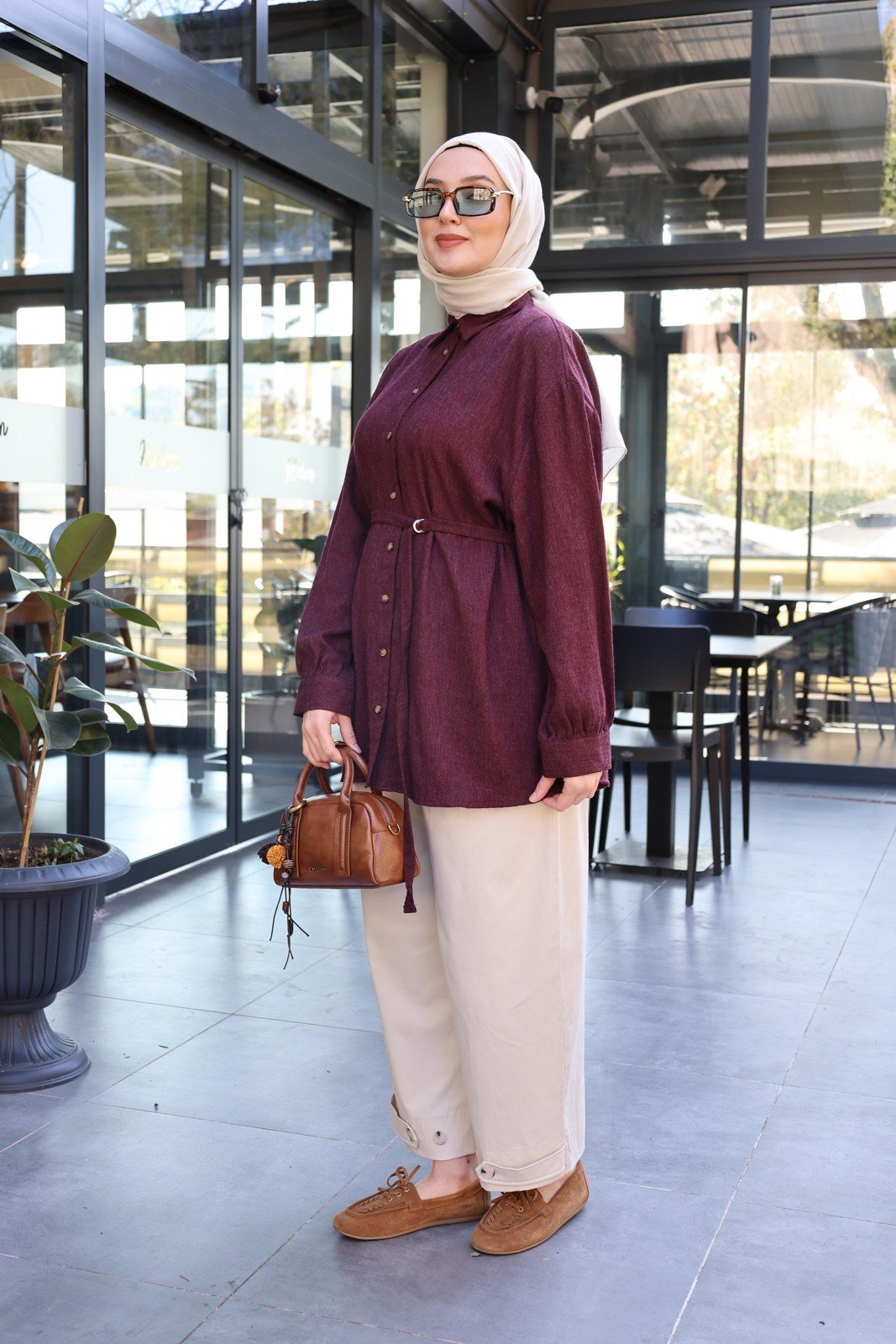 Bağlamalı Gömlek - Bordo