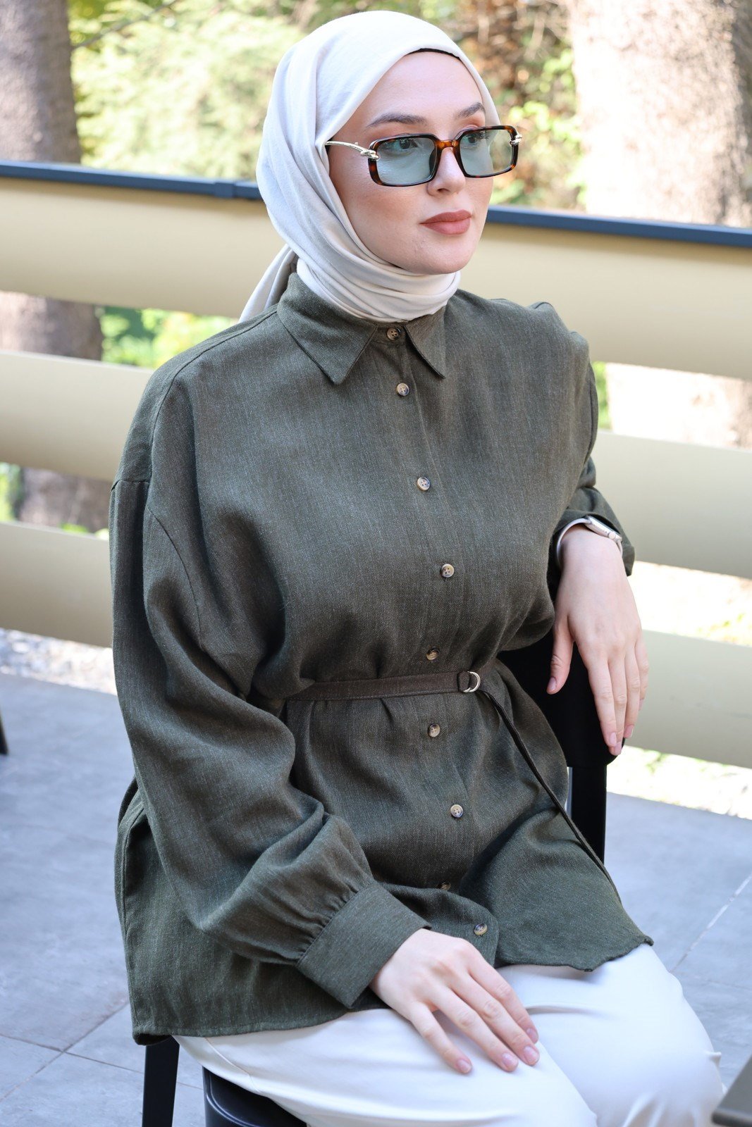 Bağlamalı Gömlek - Haki