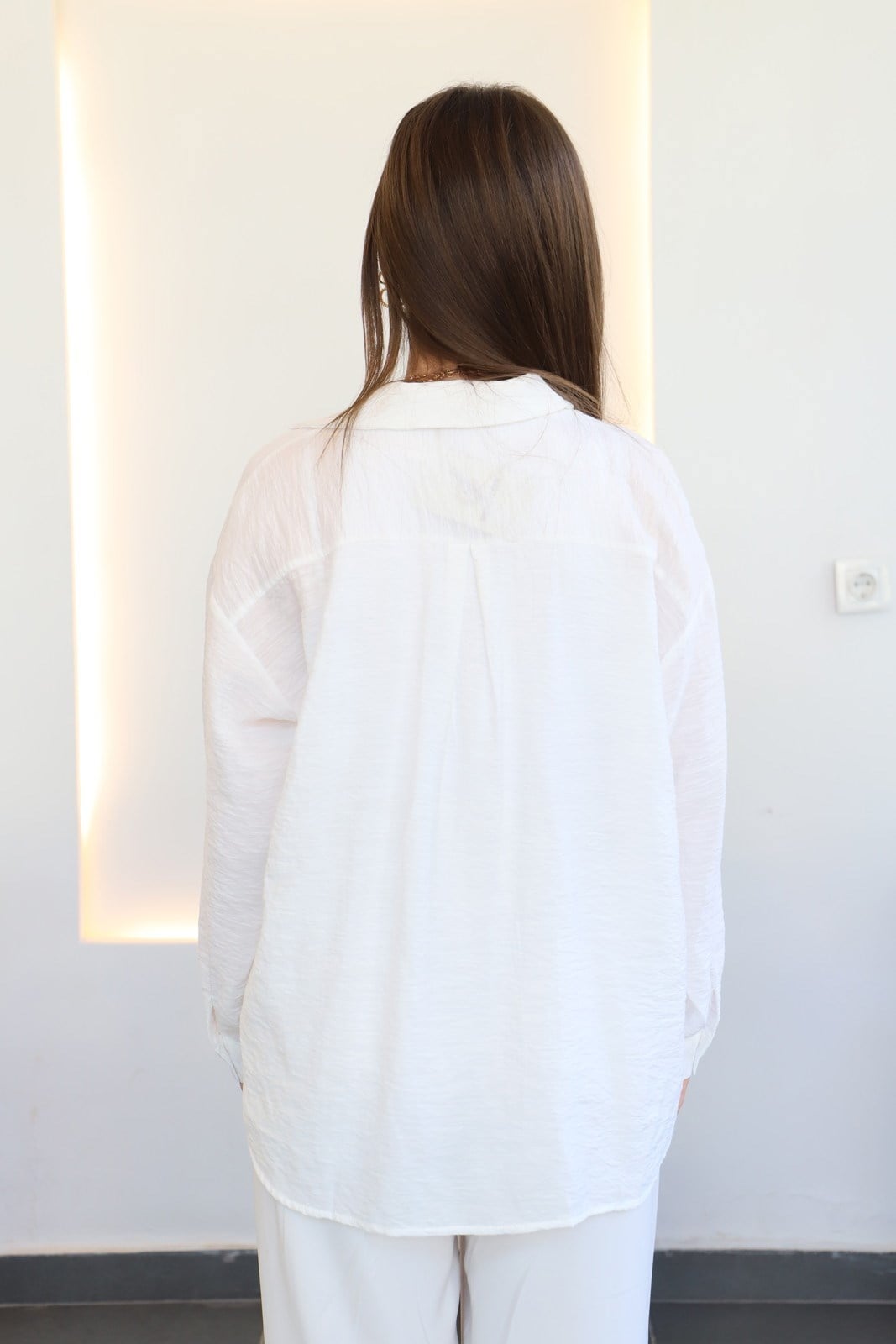 Basic Oversize Gömlek - Beyaz