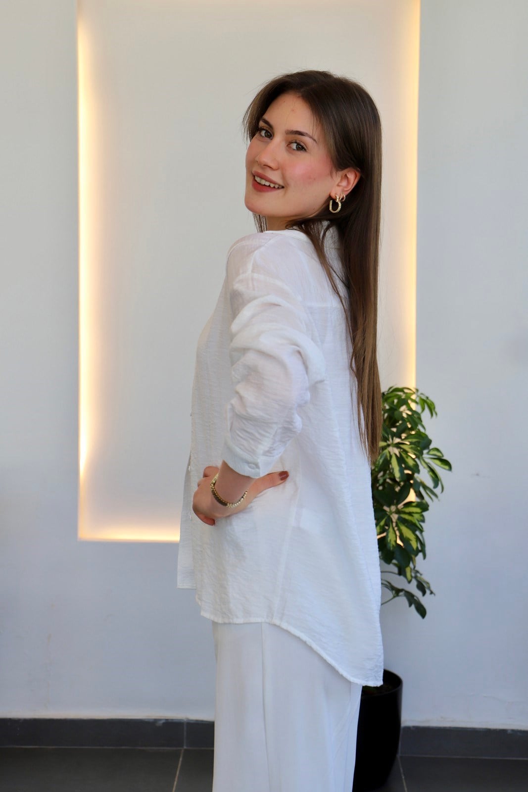 Basic Oversize Gömlek - Beyaz