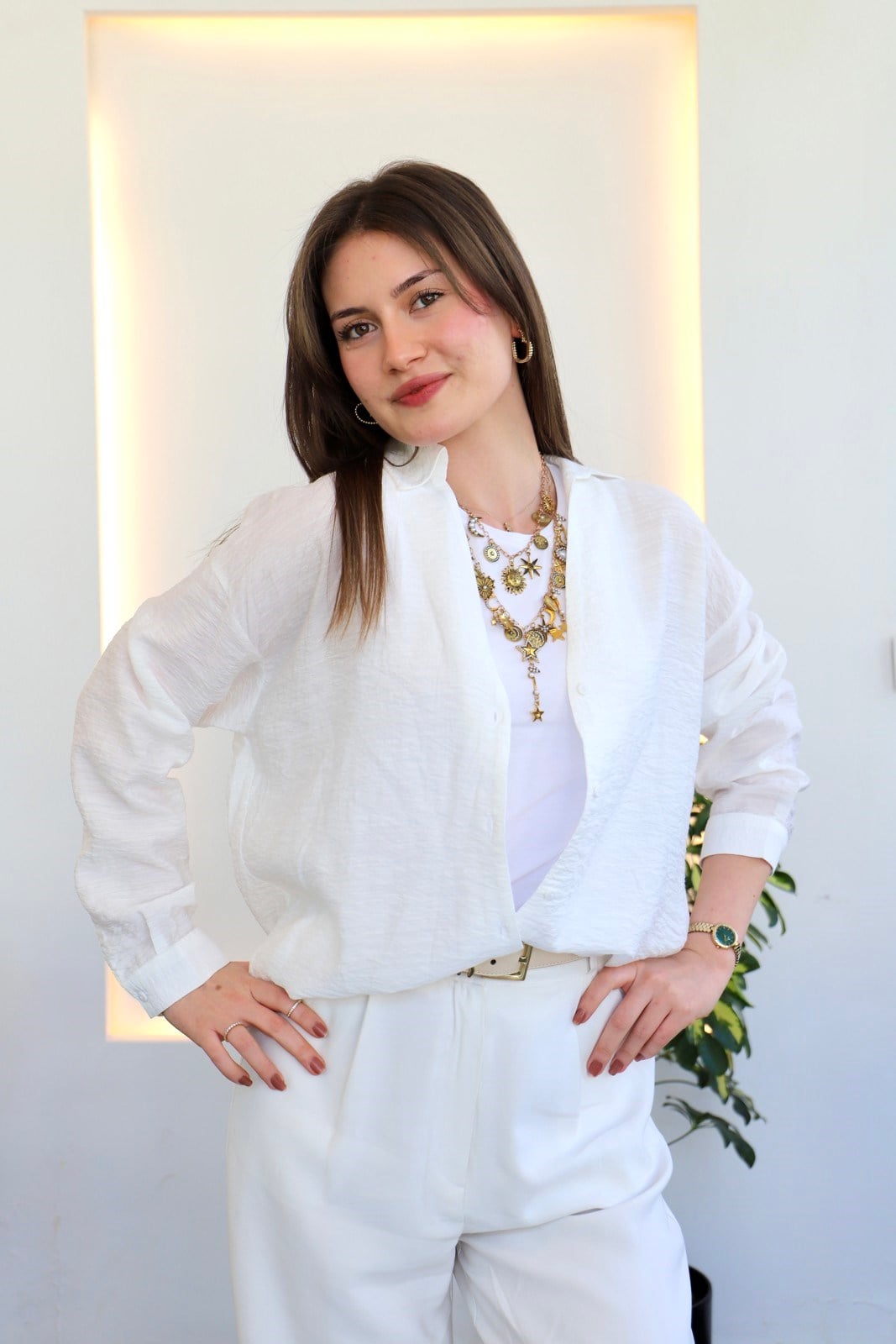 Basic Oversize Gömlek - Beyaz