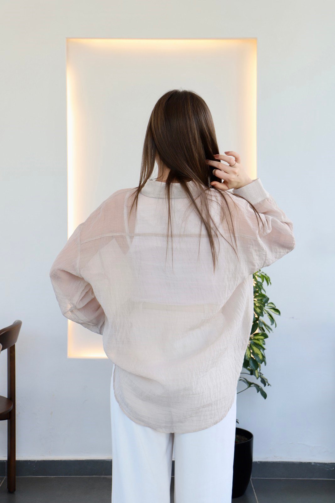 Basic Transparan  Gömlek - Bej