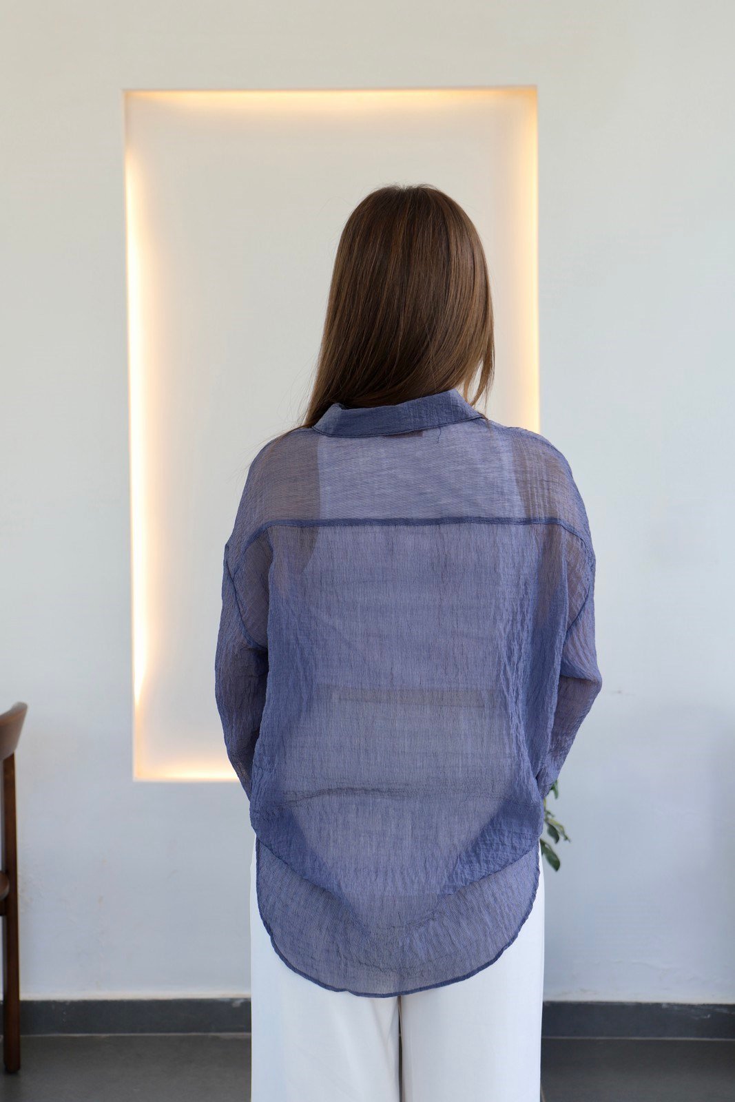 Basic Transparan  Gömlek - Mavi