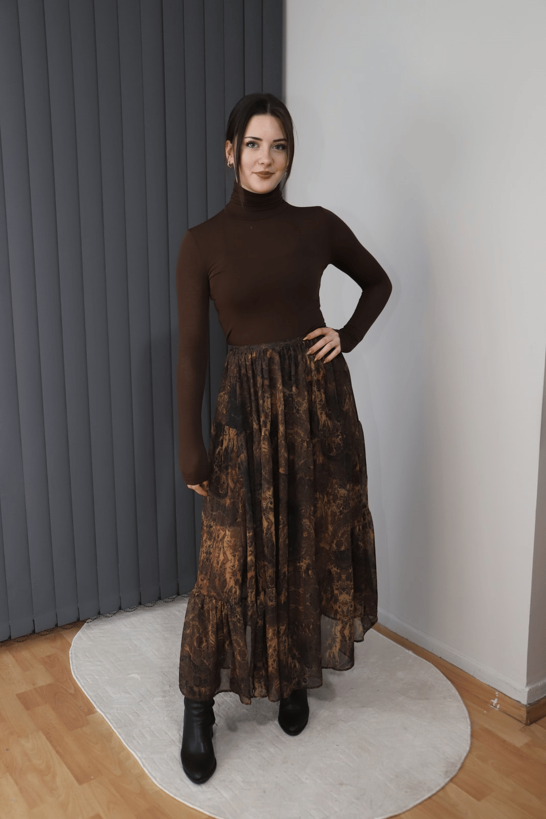 Batik Desenli Şifon Etek