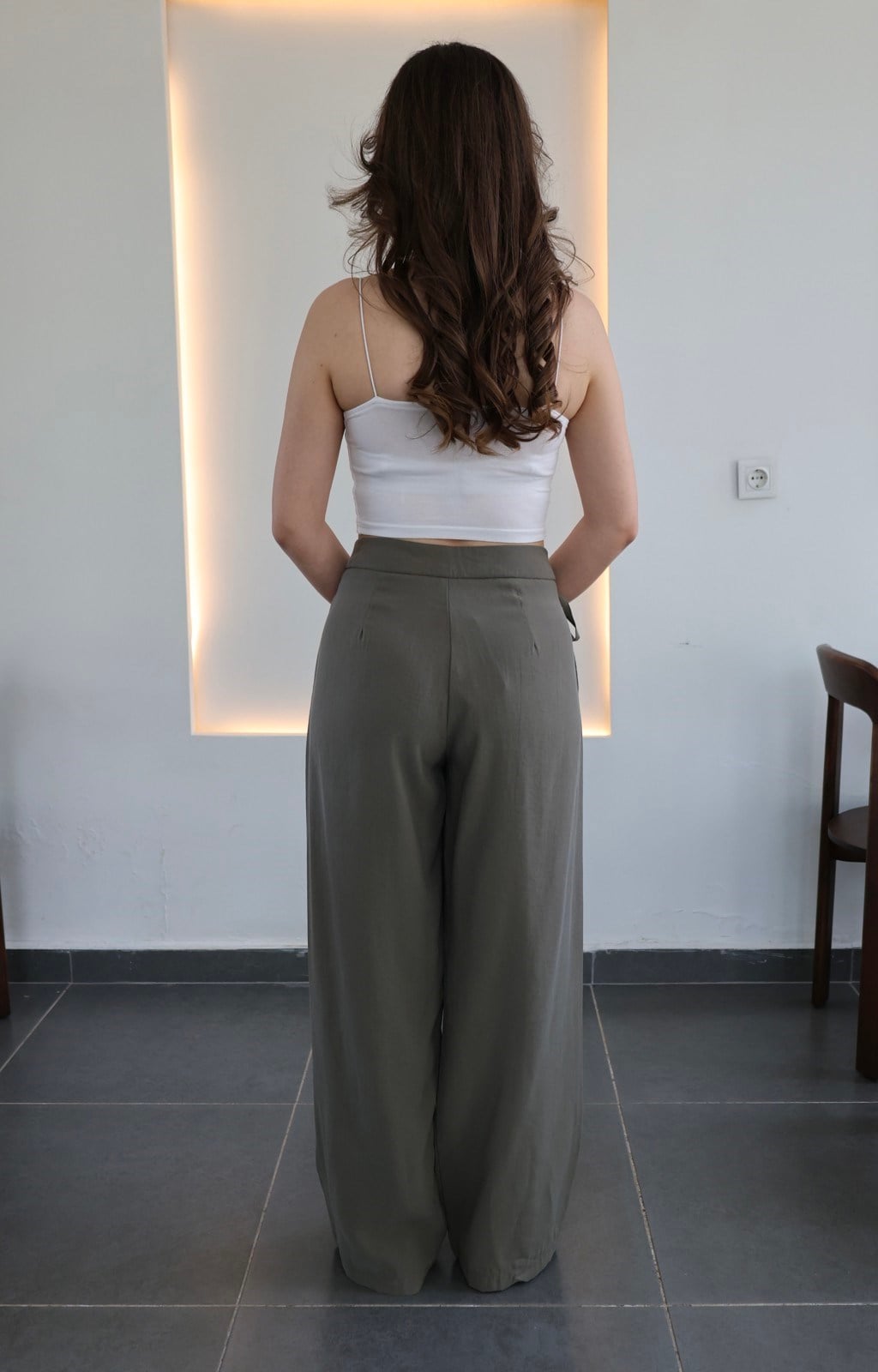Bel Bağlama Detay Modal Pantolon - Haki